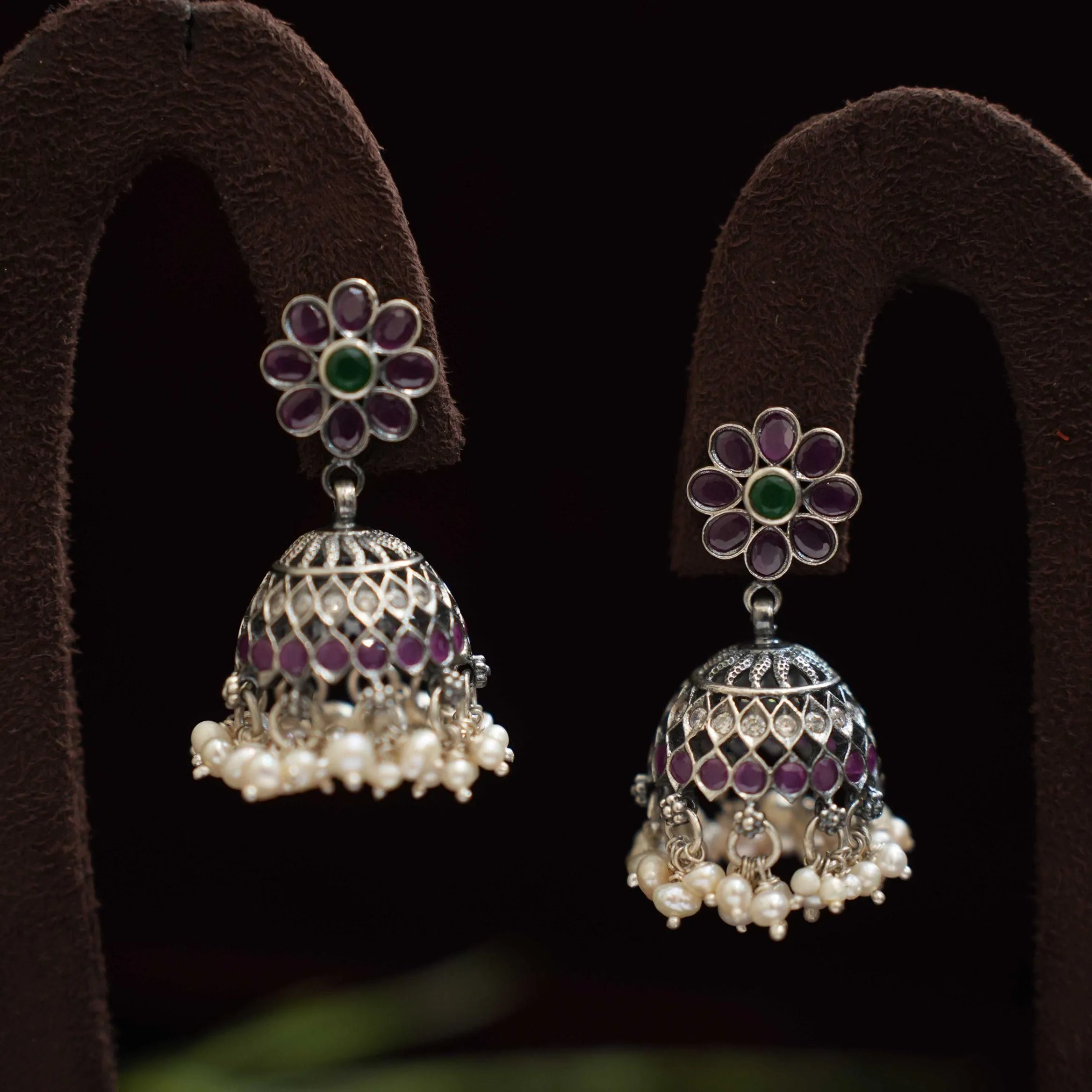 Mourya Silver Jhumka Earrings