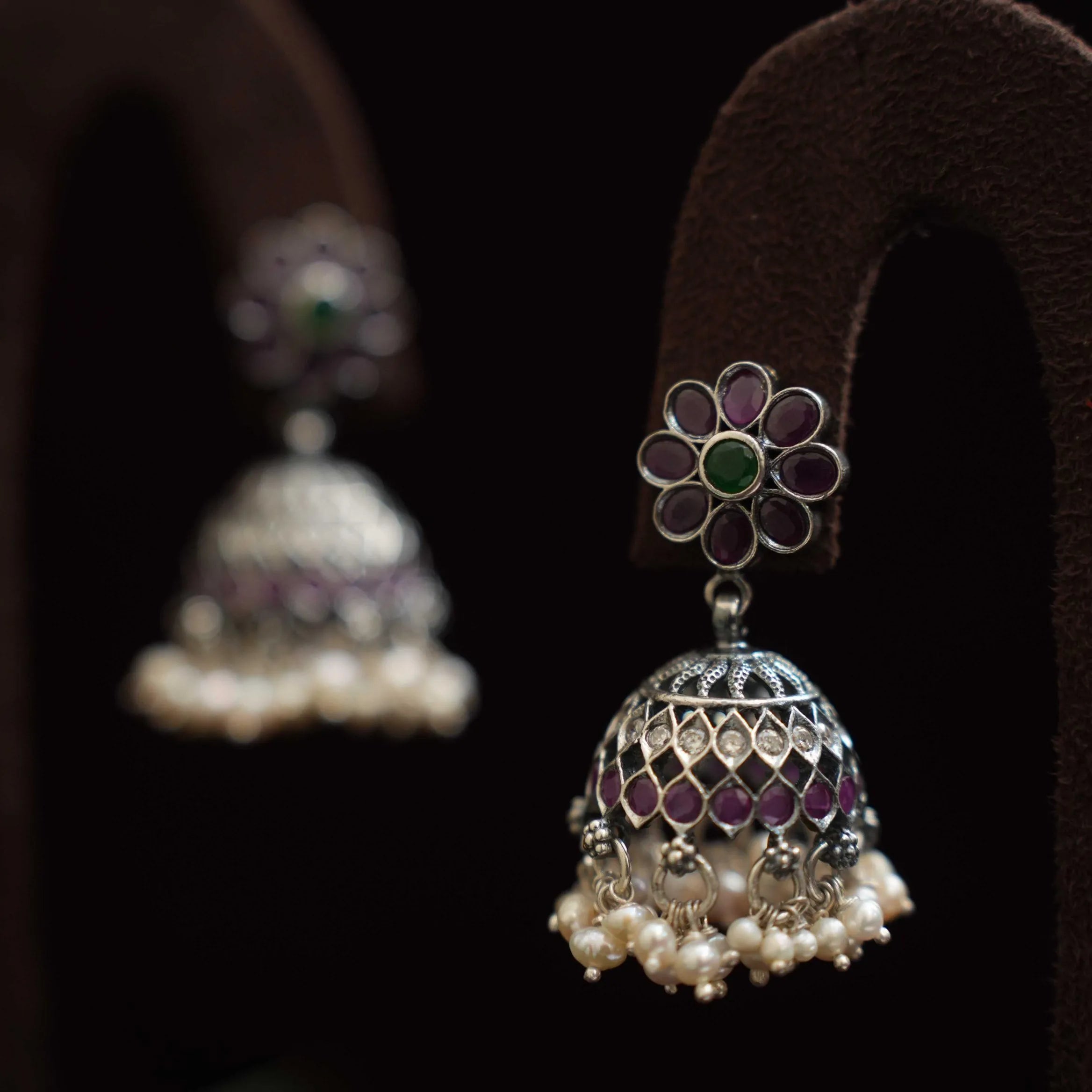 Mourya Silver Jhumka Earrings