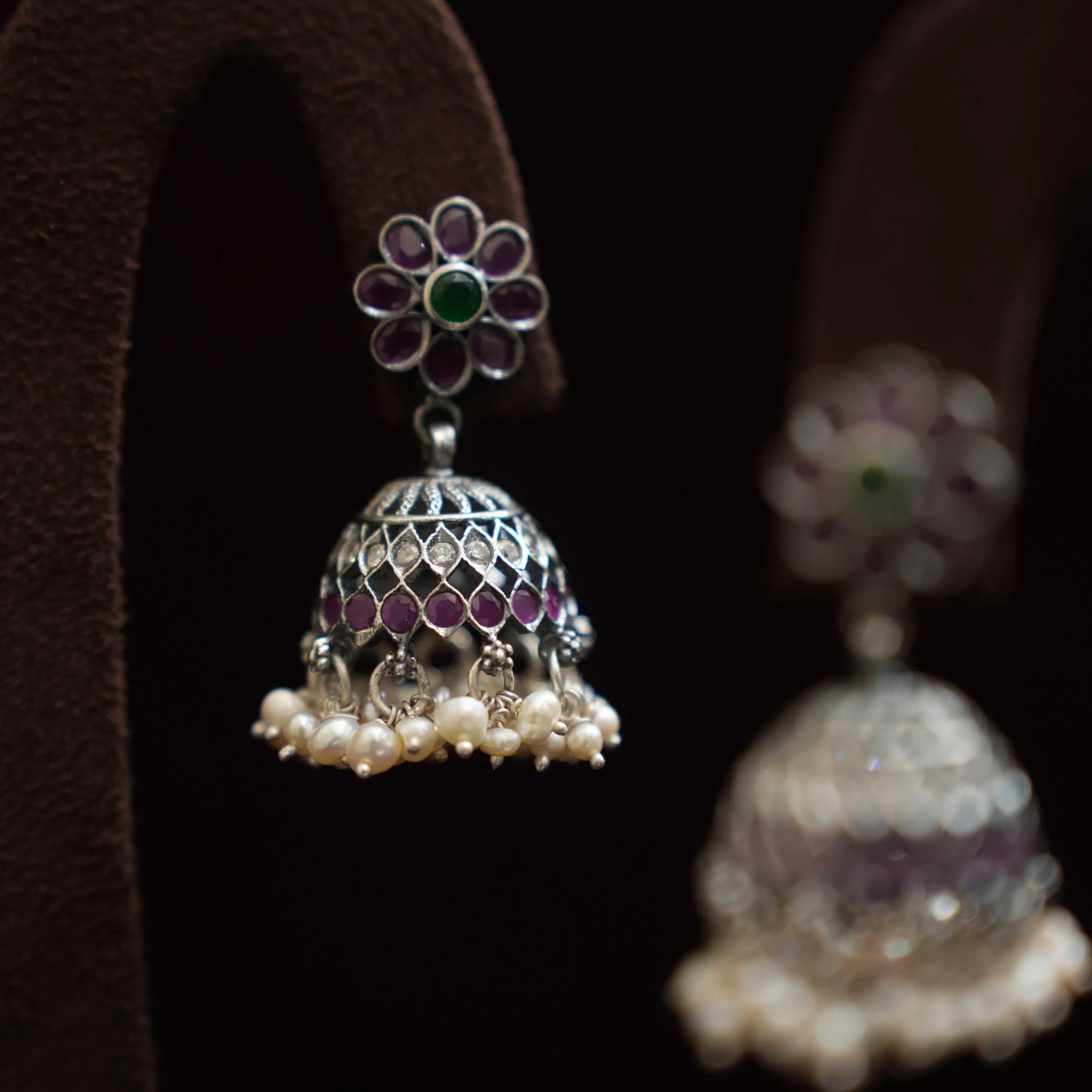 Mourya Silver Jhumka Earrings