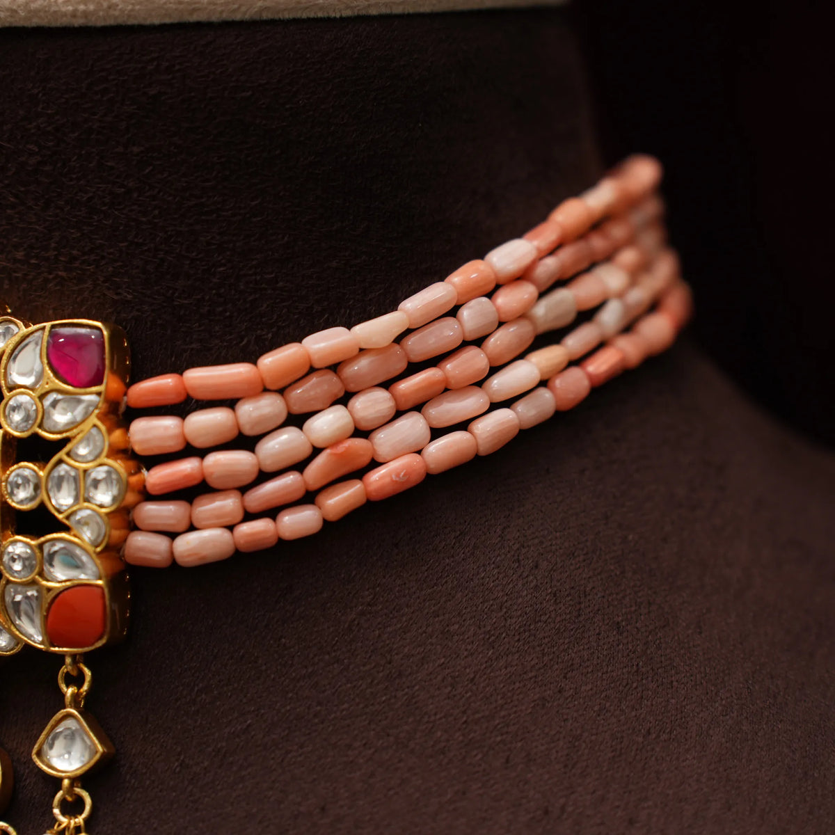 Mudrika Beaded Choker - Coral