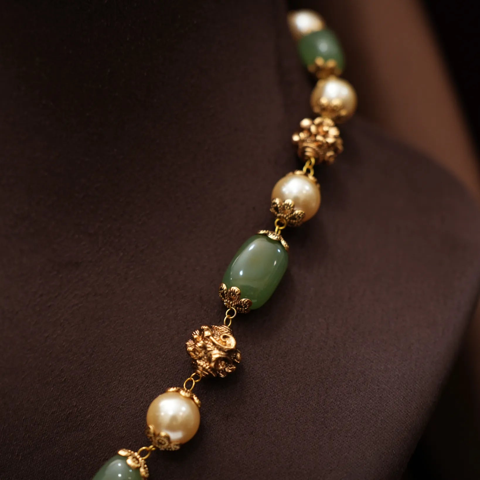 Nachni Beaded Antique Necklace - Pastel Green
