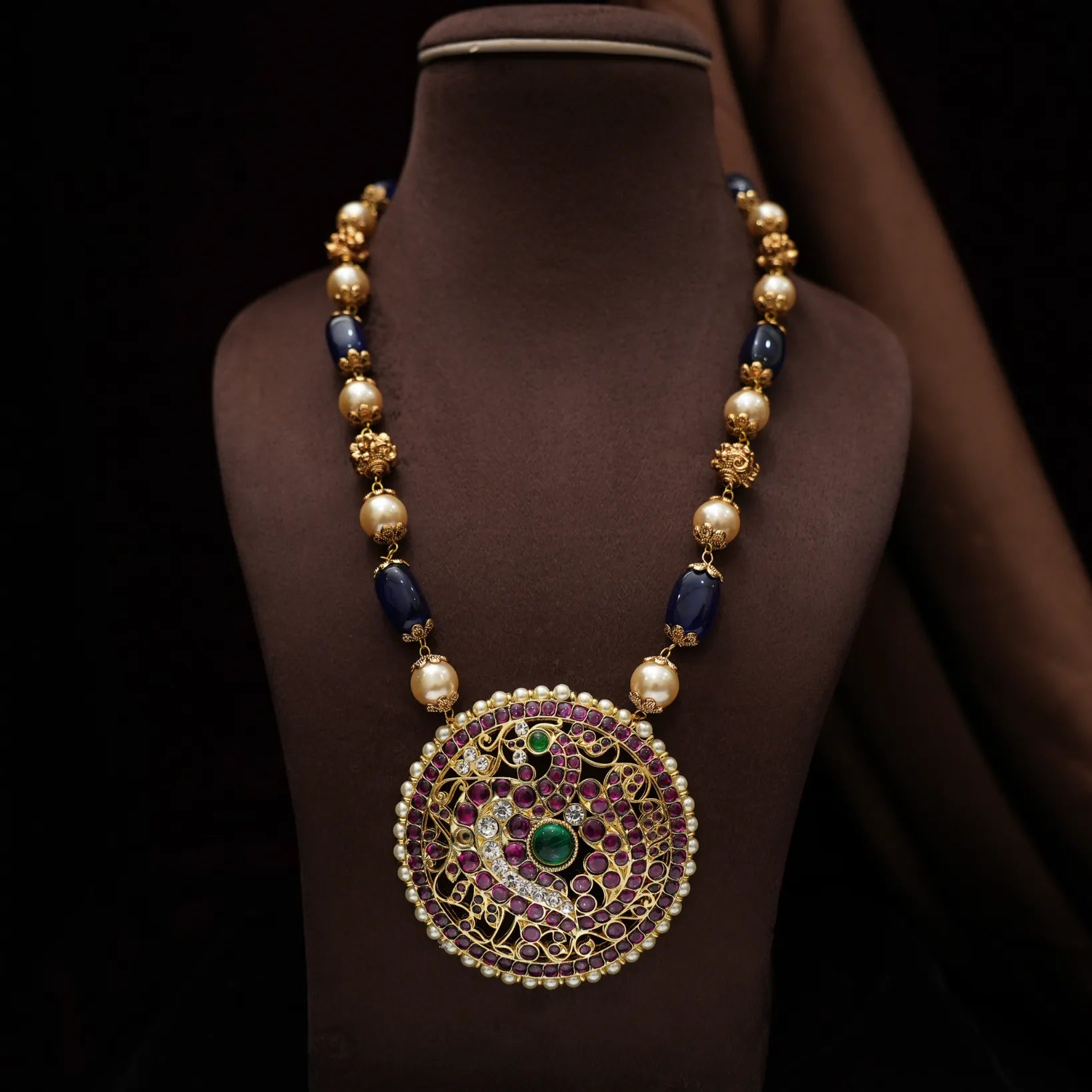 Nachni Beaded Antique Necklace - Blue