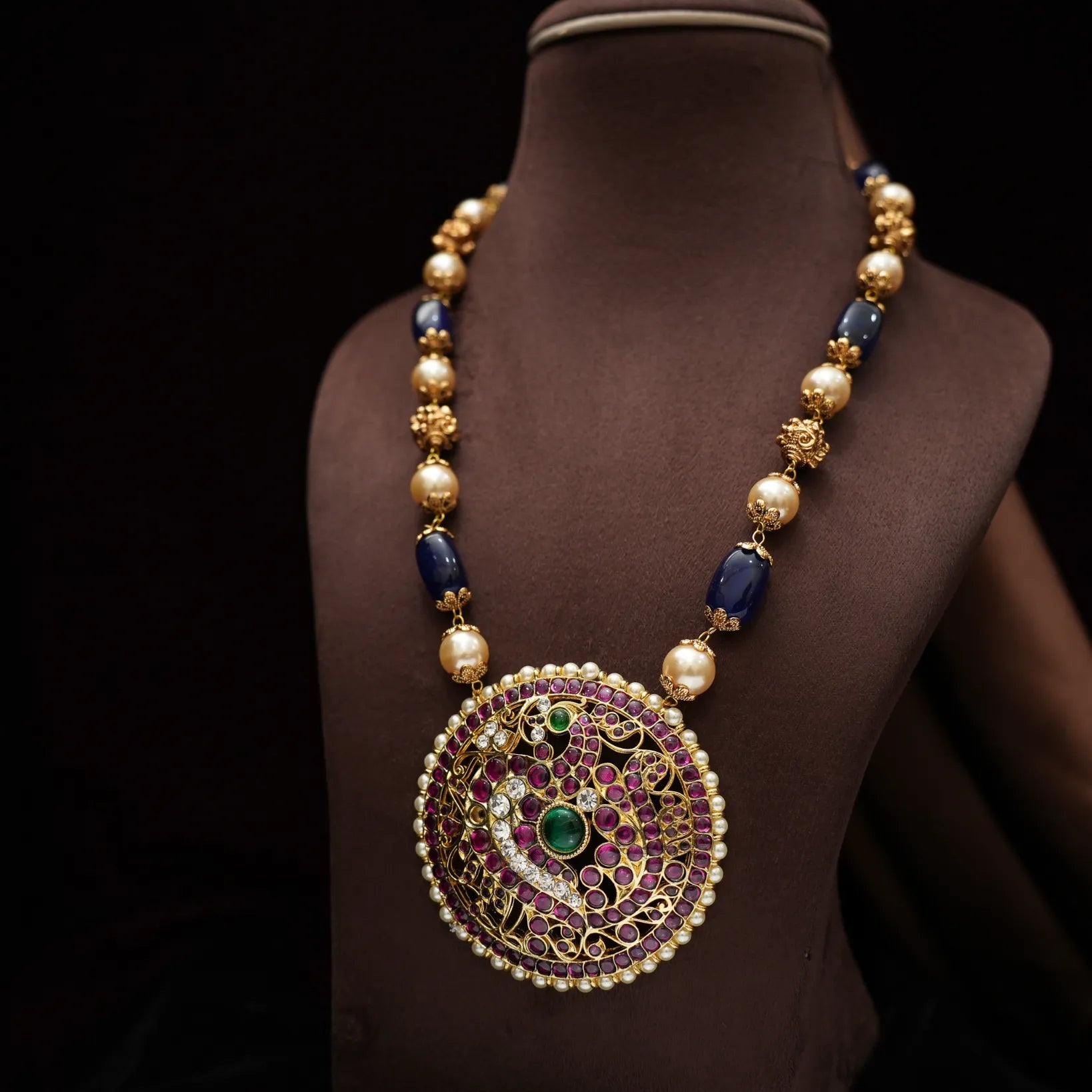 Nachni Beaded Antique Necklace - Blue