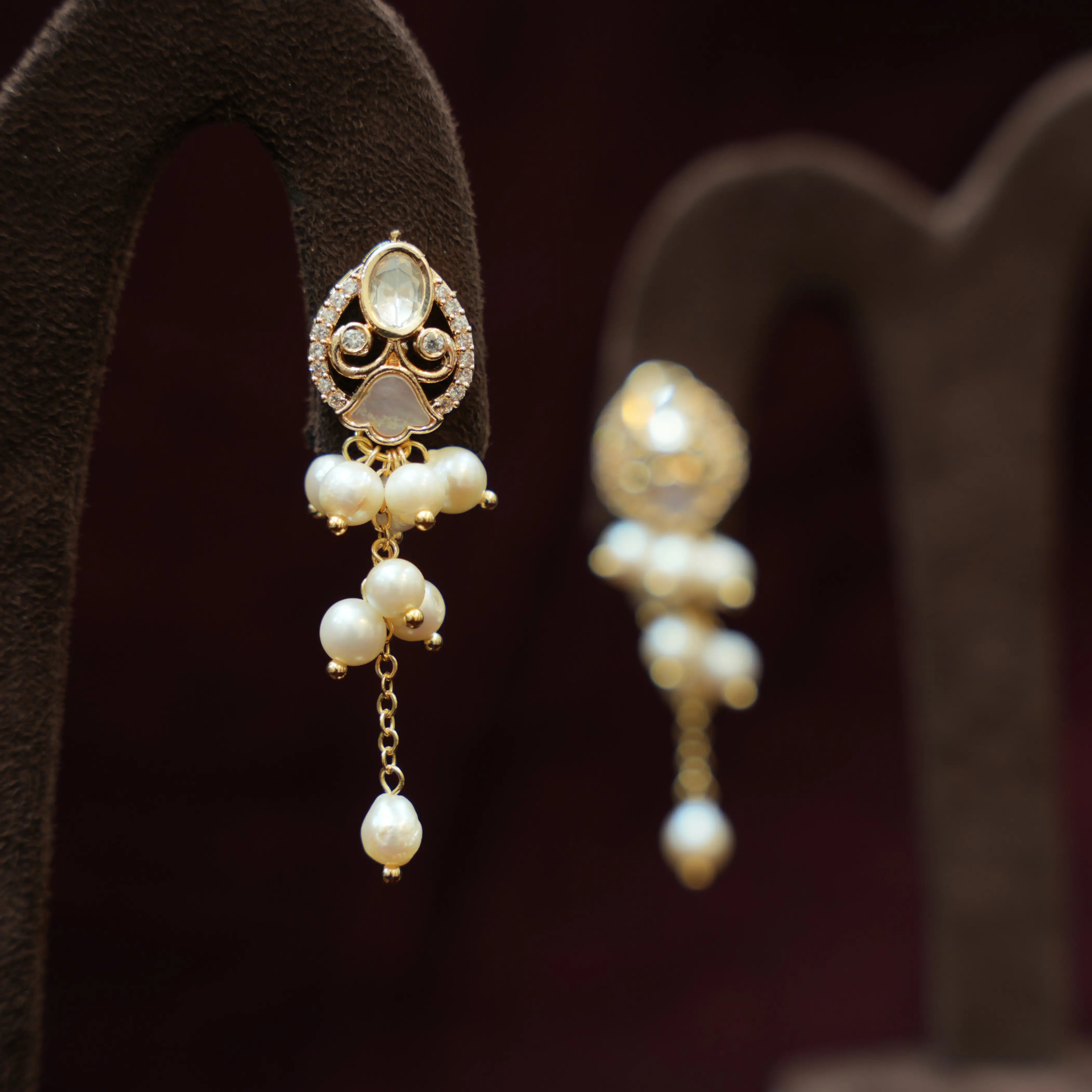 Nadia Polki Designer Earrings - White