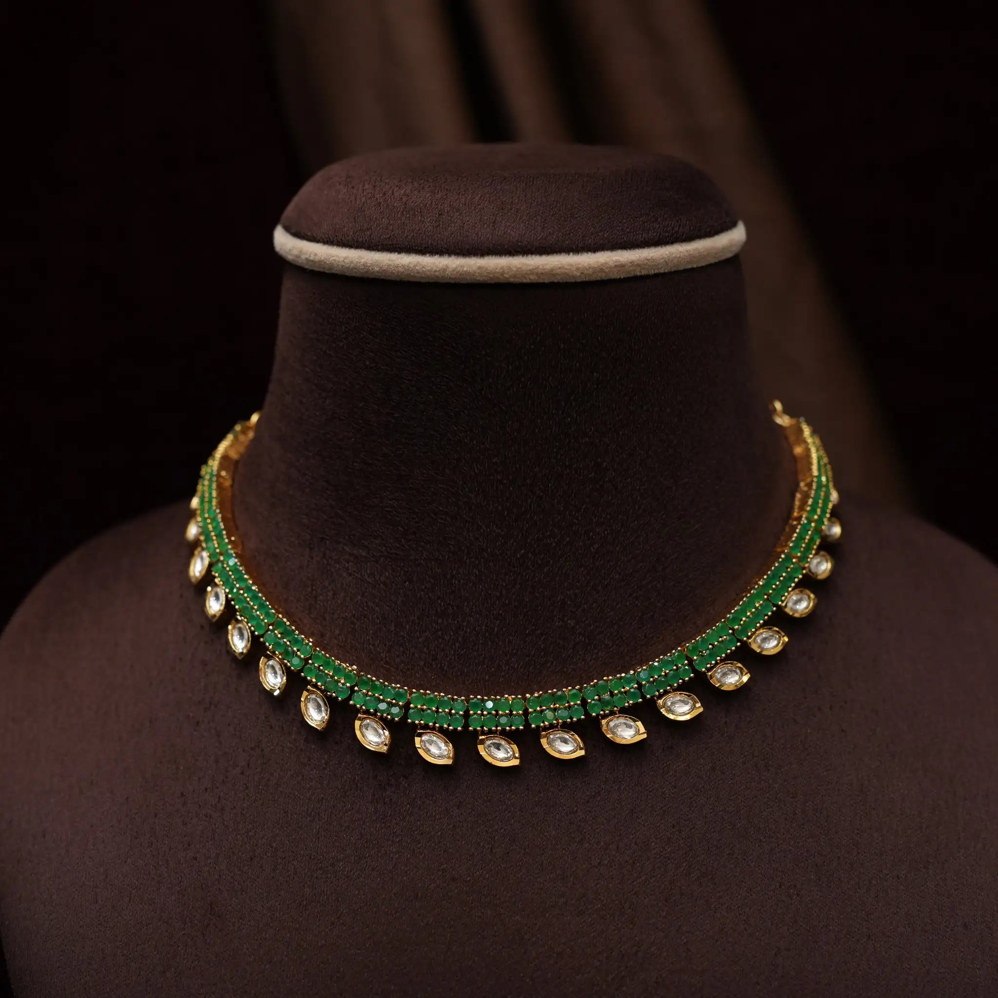Naina Polki Necklace - Green