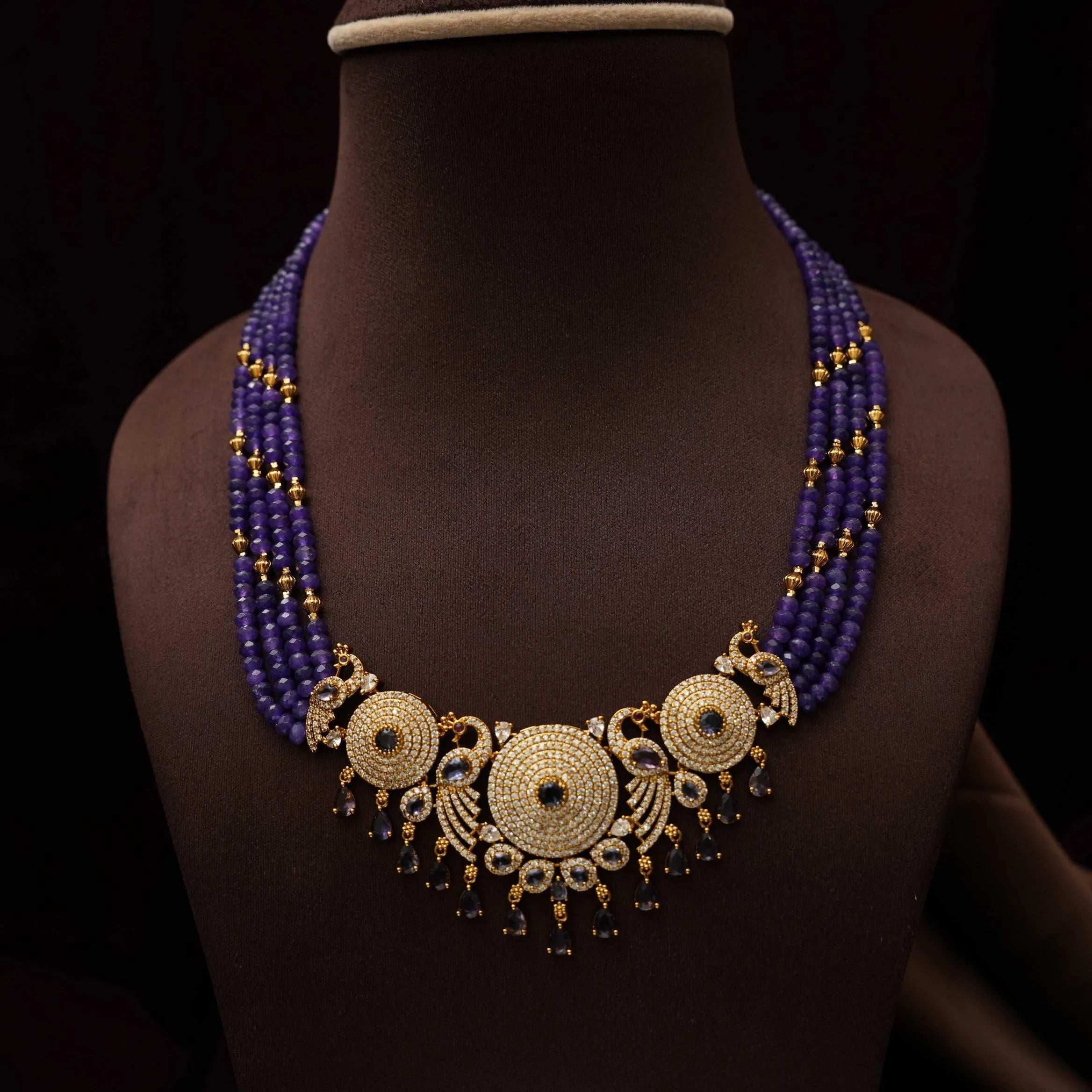 Naira Beaded Necklace - Purple