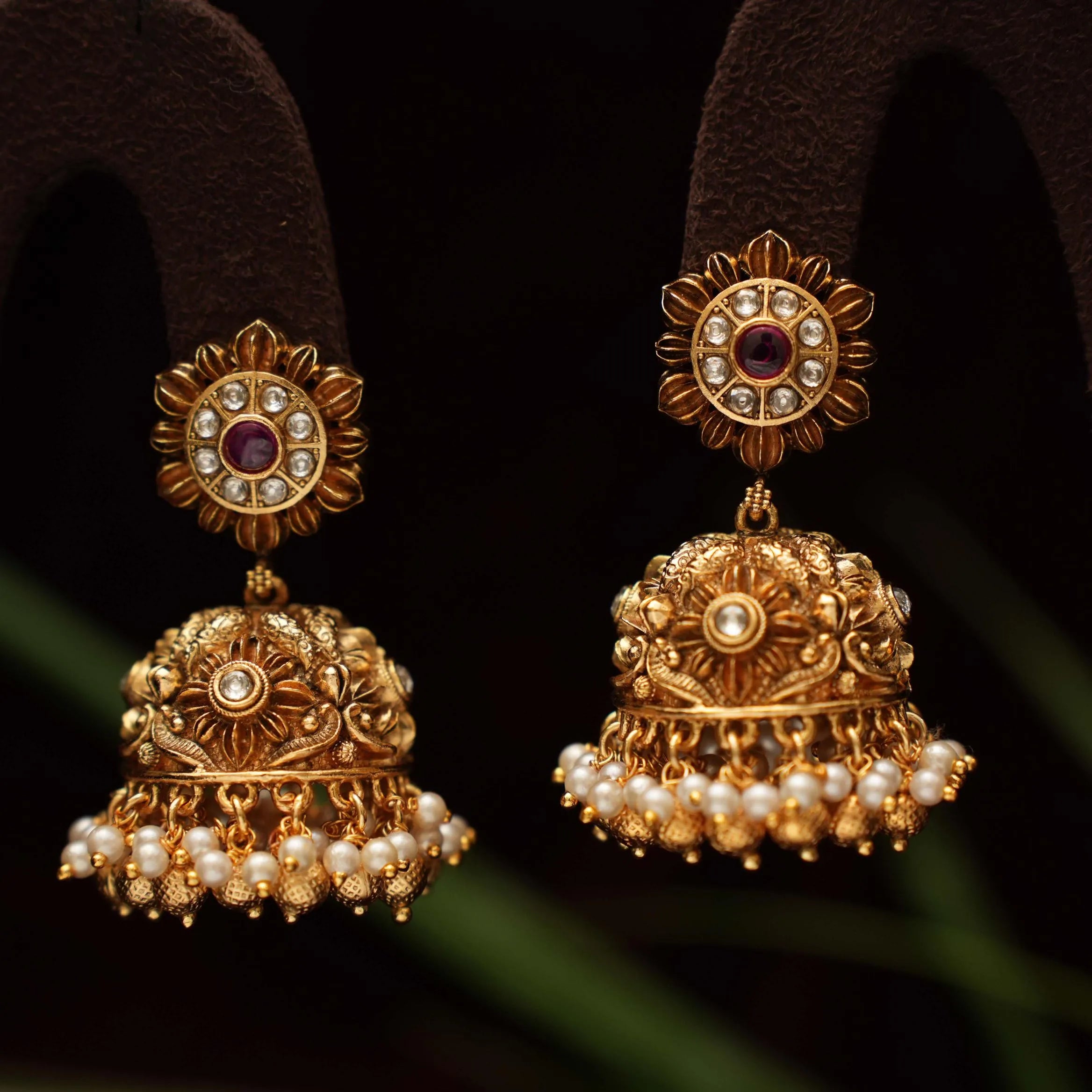 Nandish Antique Jhumka Earrings - Rimli Boutique