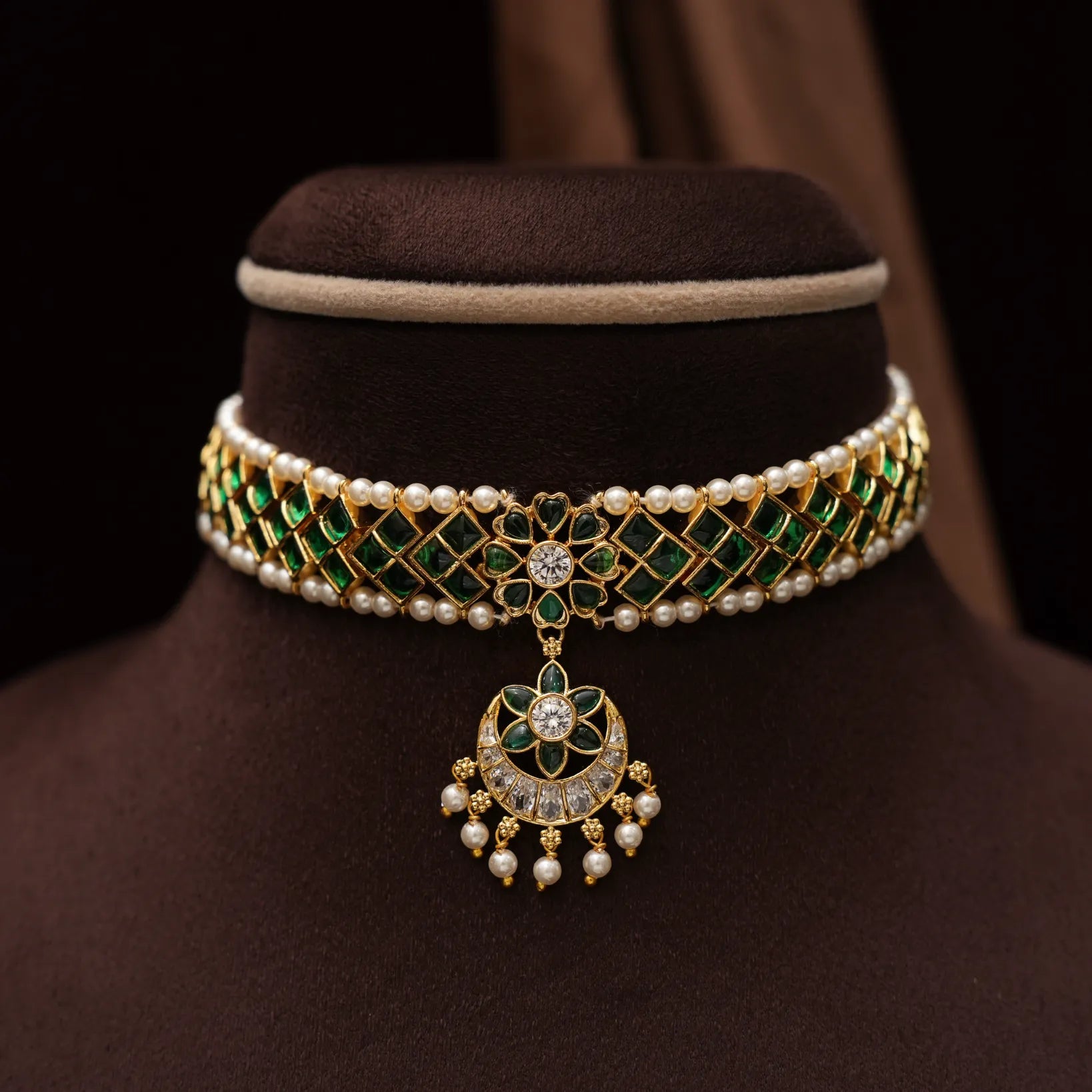 Nayana Polki Choker - Green