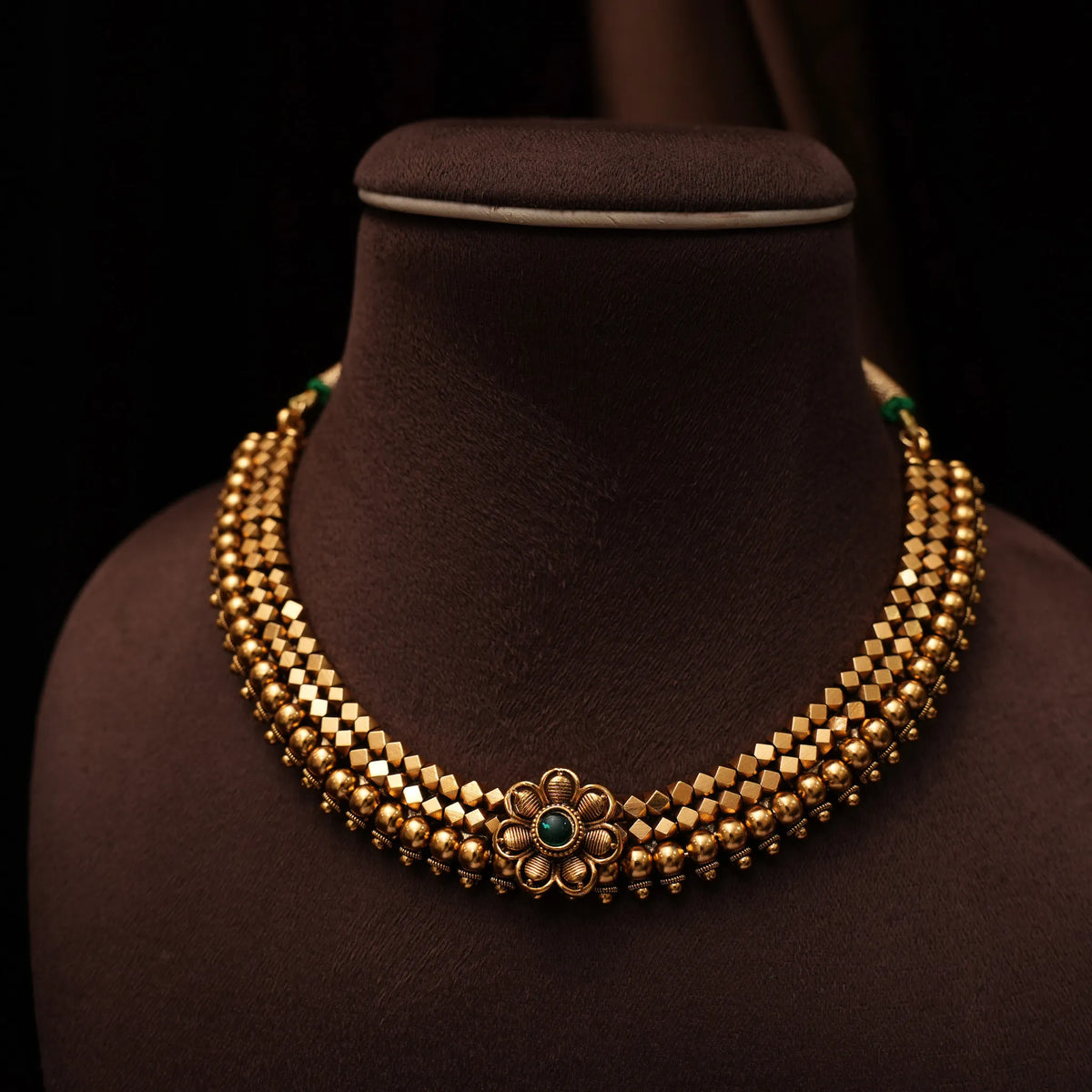 Nayanika Antique Choker - Green