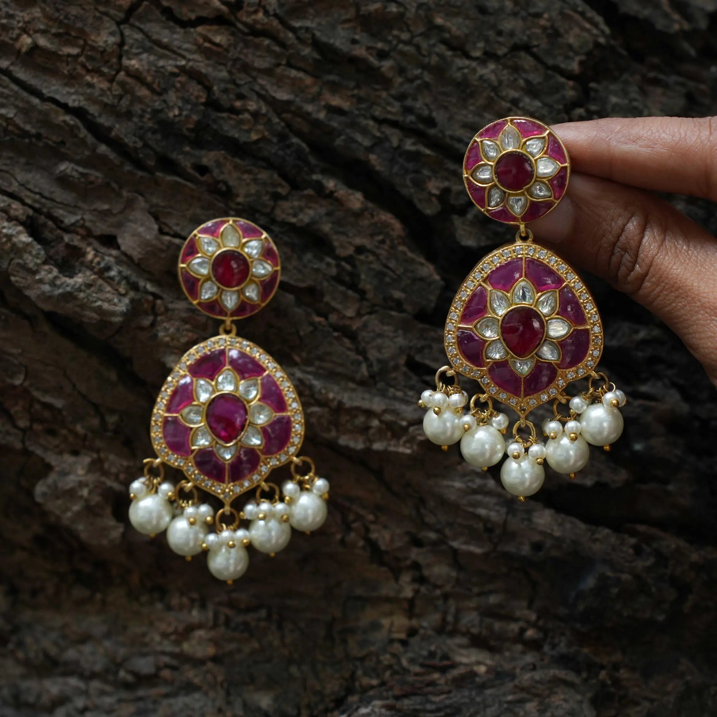 Neesha Polki Designer Earrings