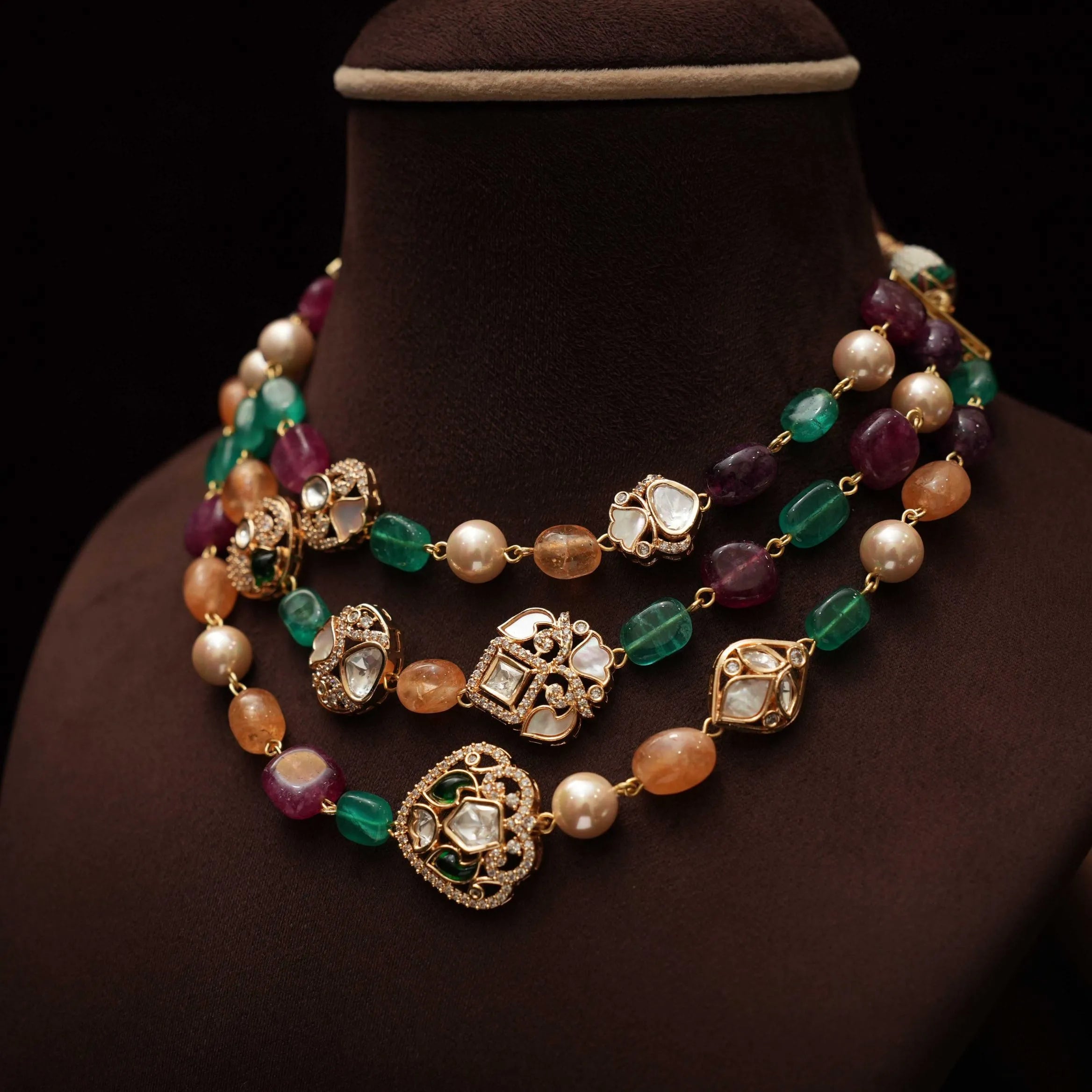 Neven Beaded Kundan Necklace - Sara