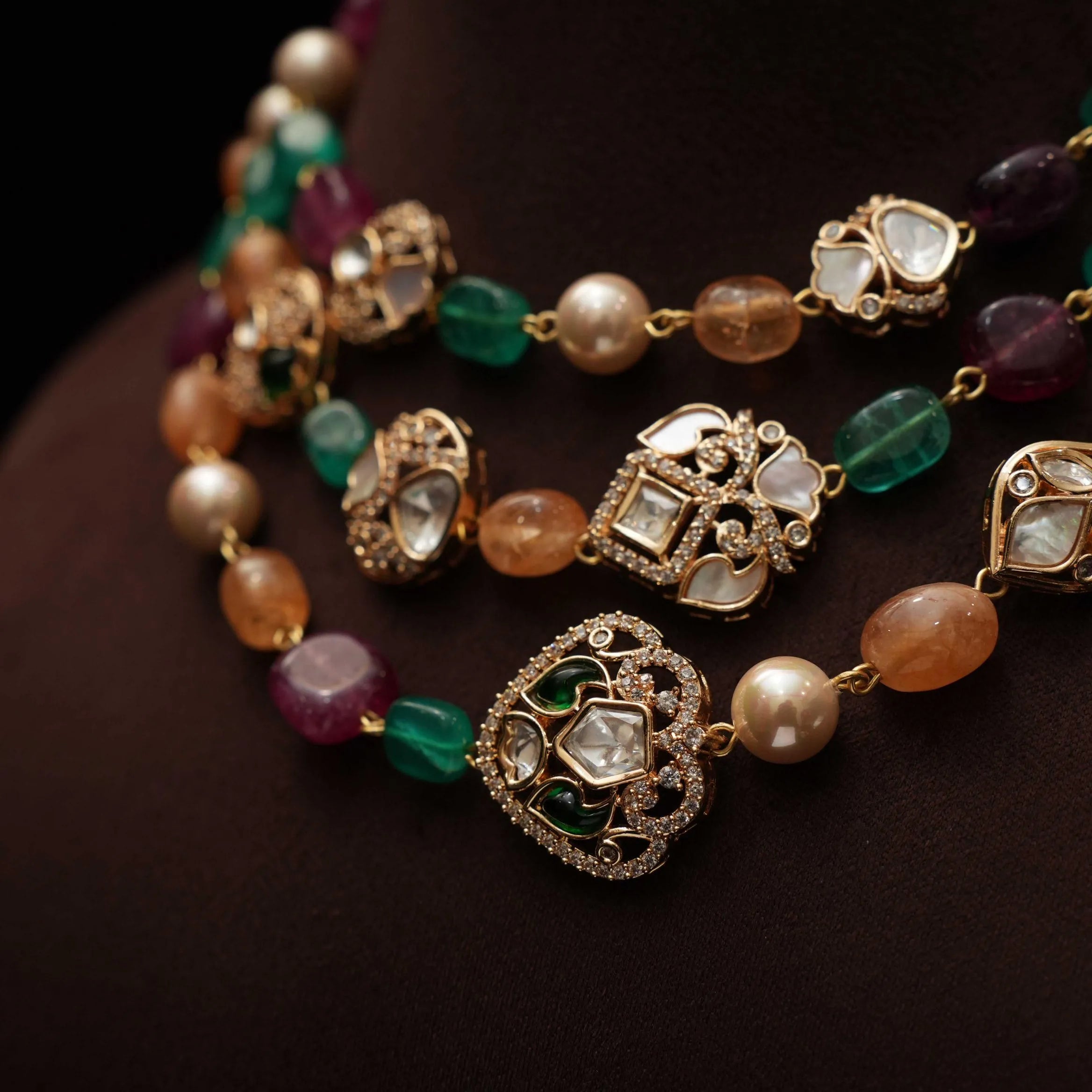 Neven Beaded Kundan Necklace - Sara