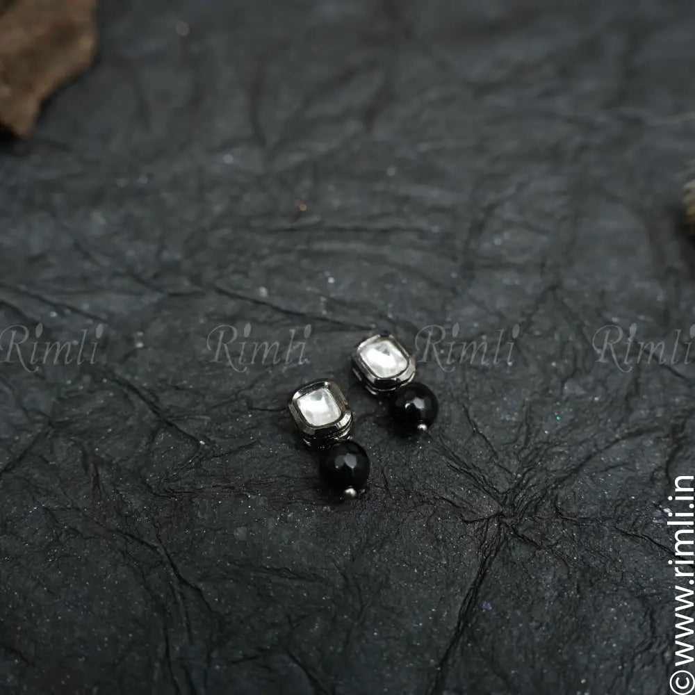 Classic Kundan Earrings - Black