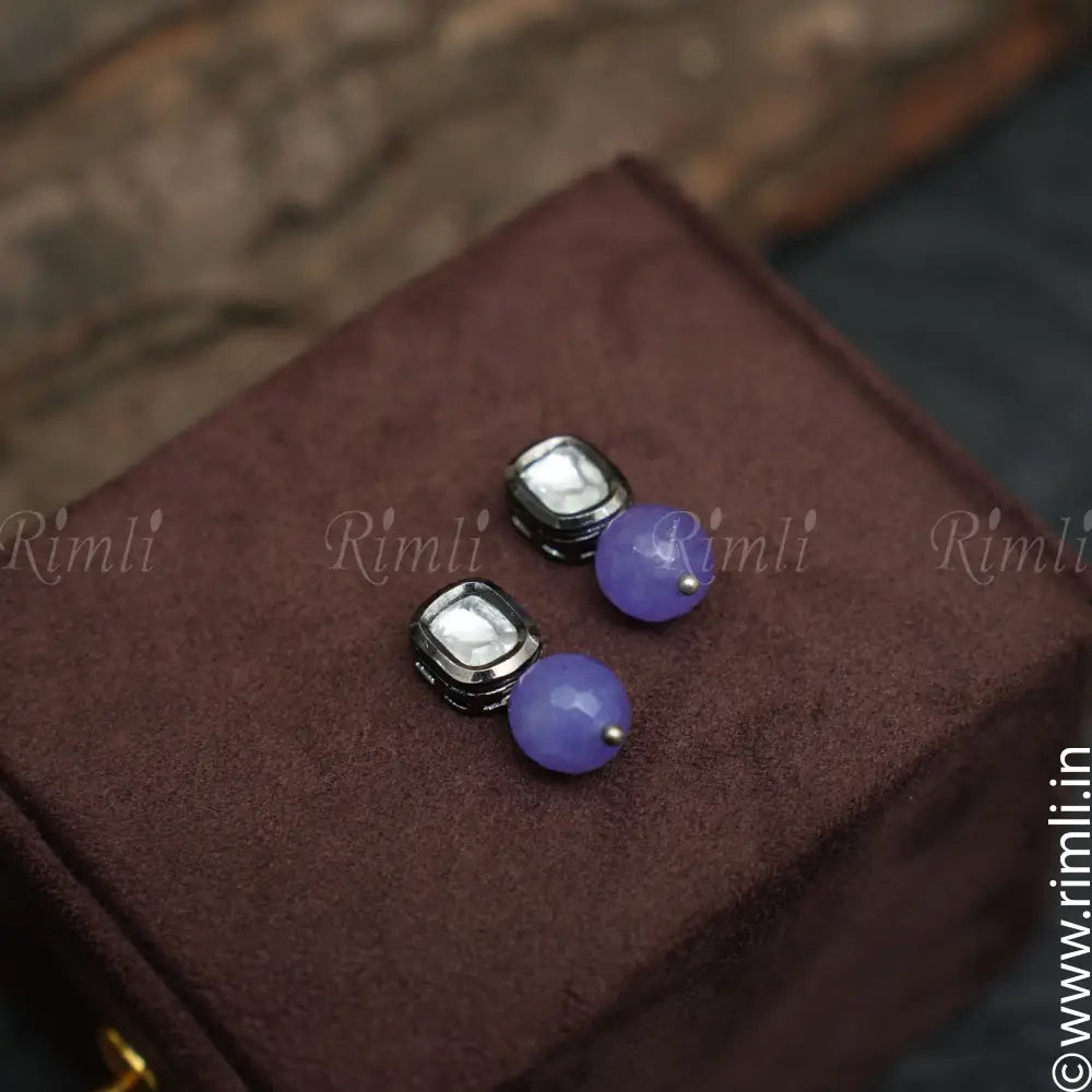 Classic Kundan Earrings - Lilac