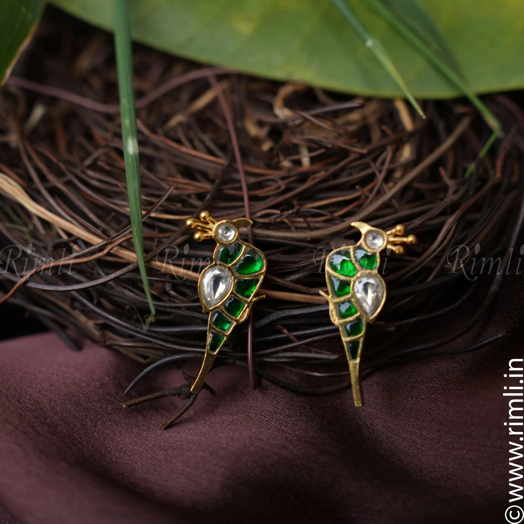 Mayil Ear Stud - Green - Rimli Boutique