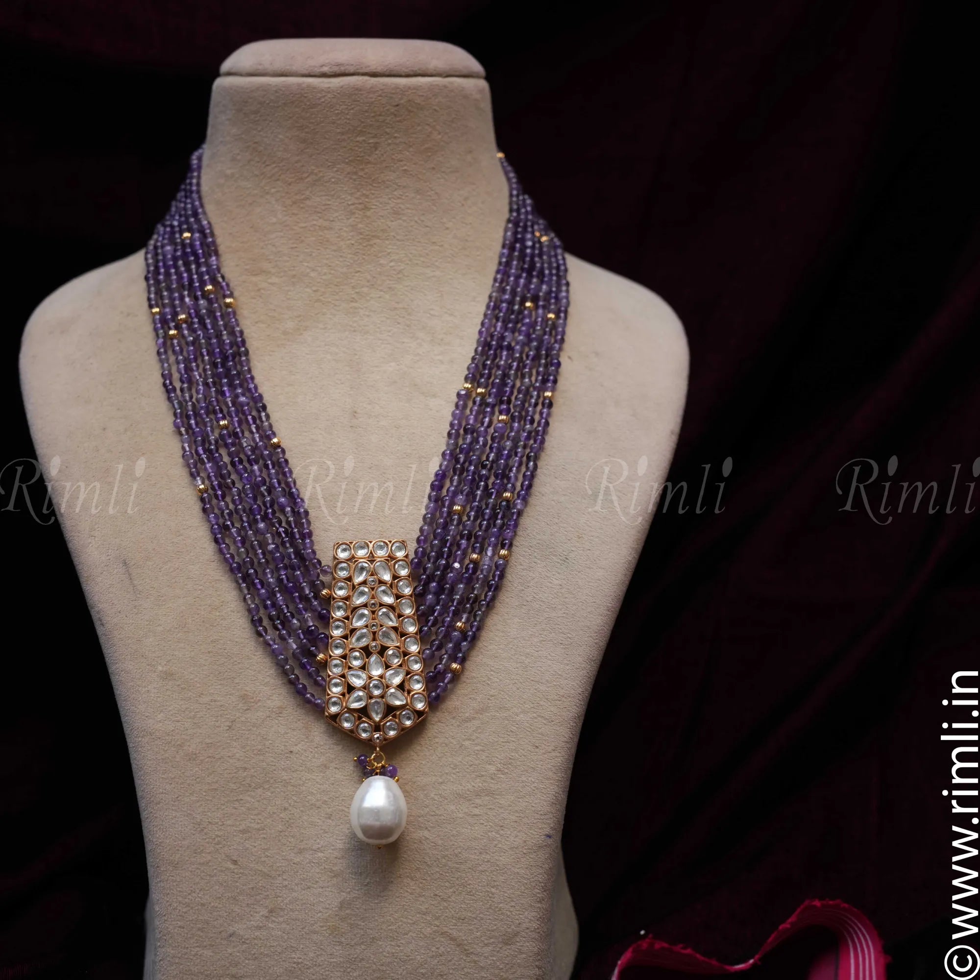 Taisha Beaded Necklace - Purple