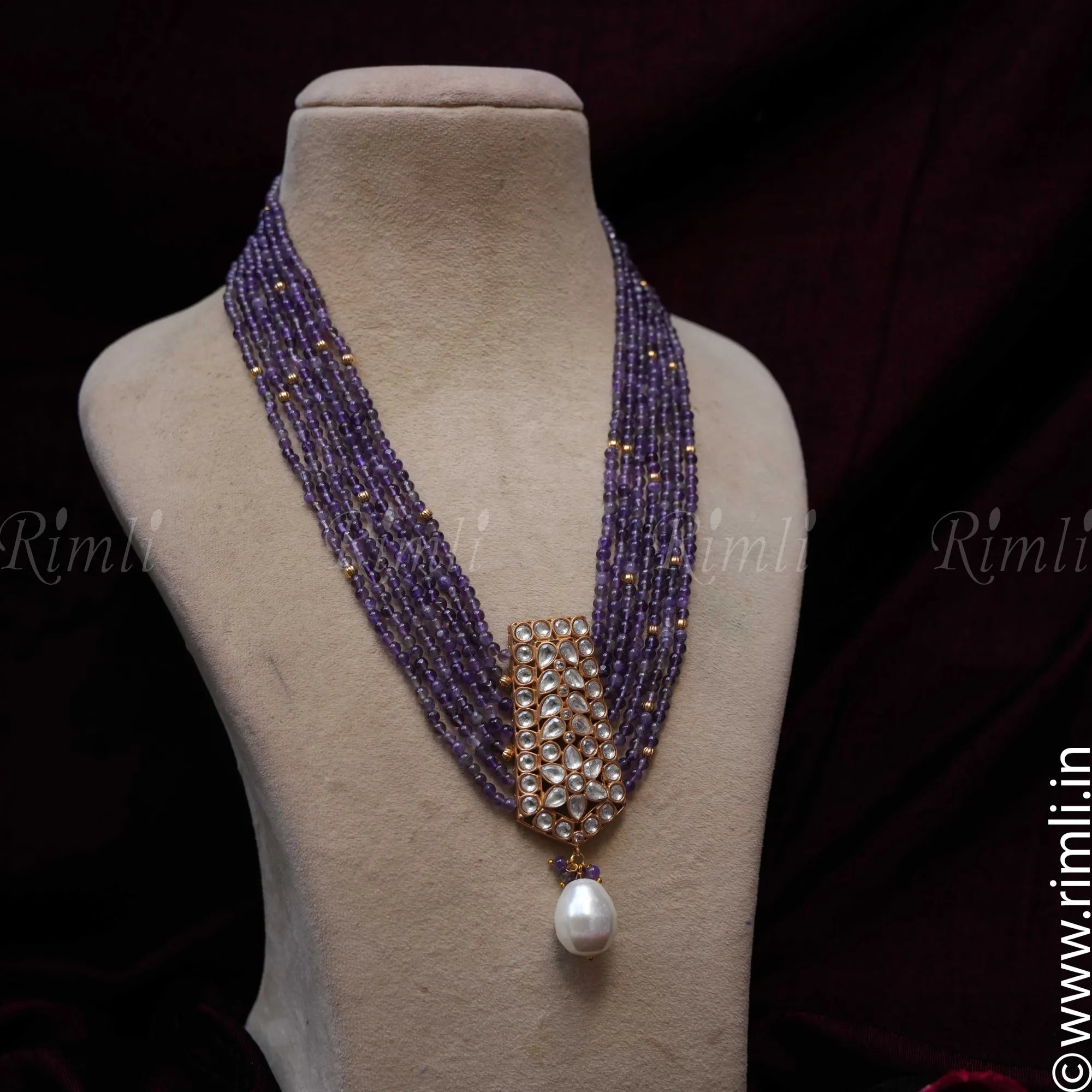 Taisha Beaded Necklace - Purple - Rimli Boutique