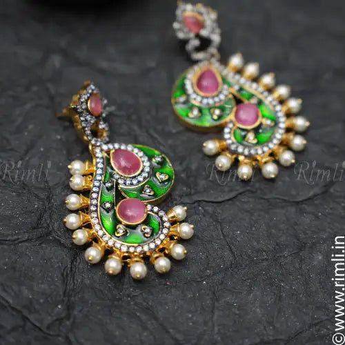 Adhira Designer Earrings - Green