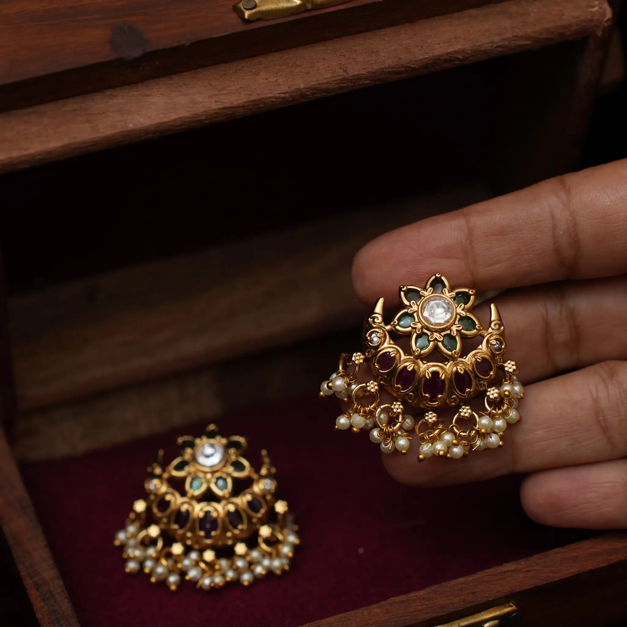 Nidhi Antique Chandbali Earrings