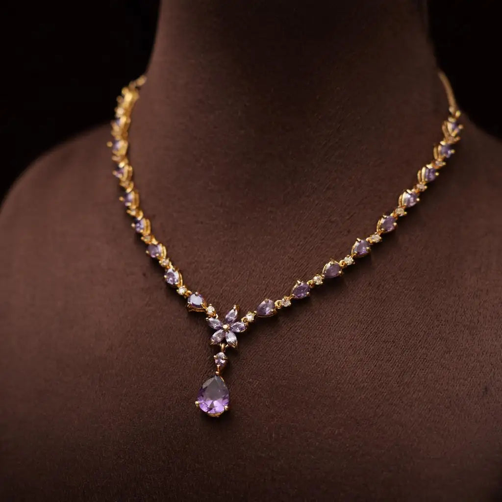 Niharika Zircon Purple Necklace
