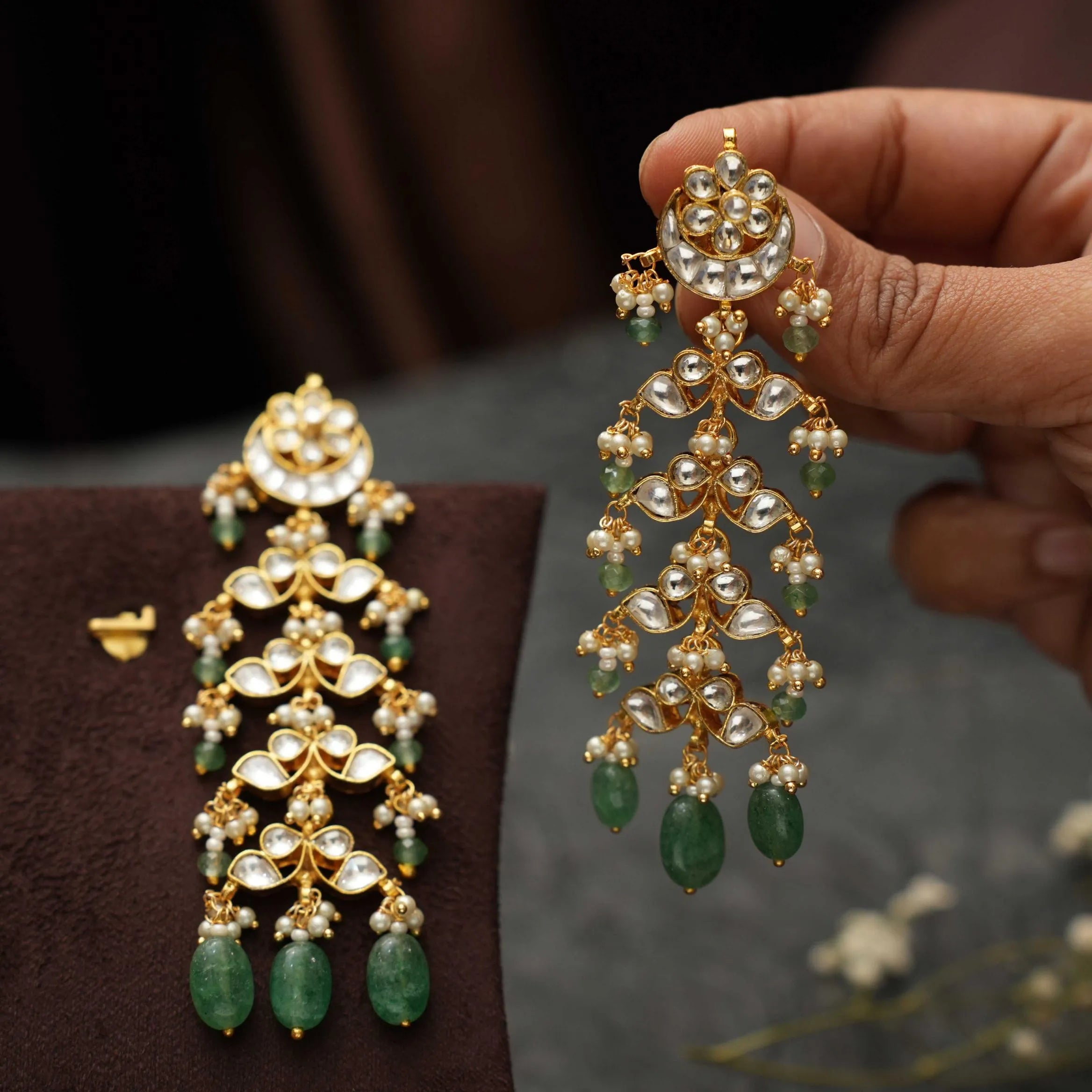 Niksha Polki Chandbali Earrings