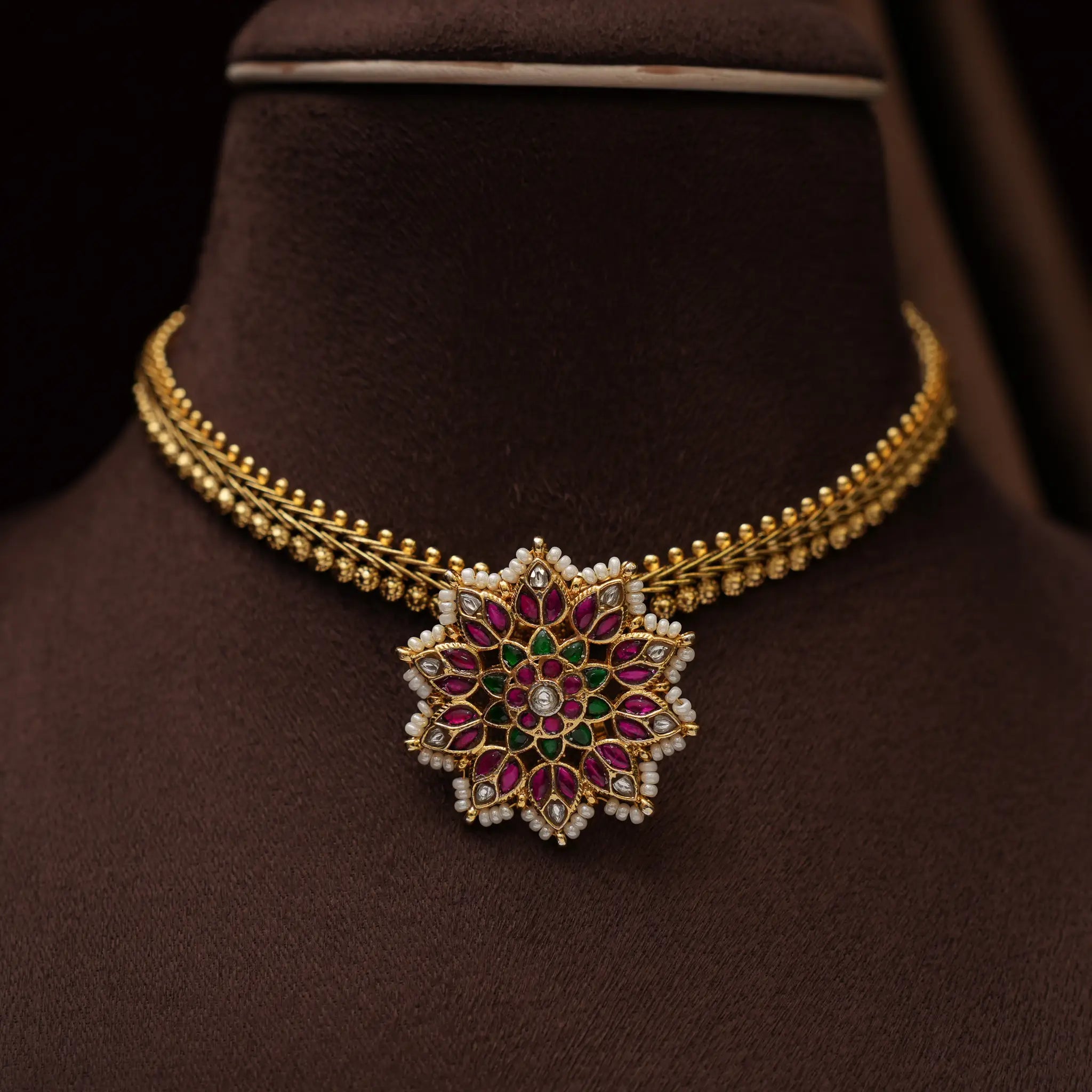 Nila Polki Choker - Red