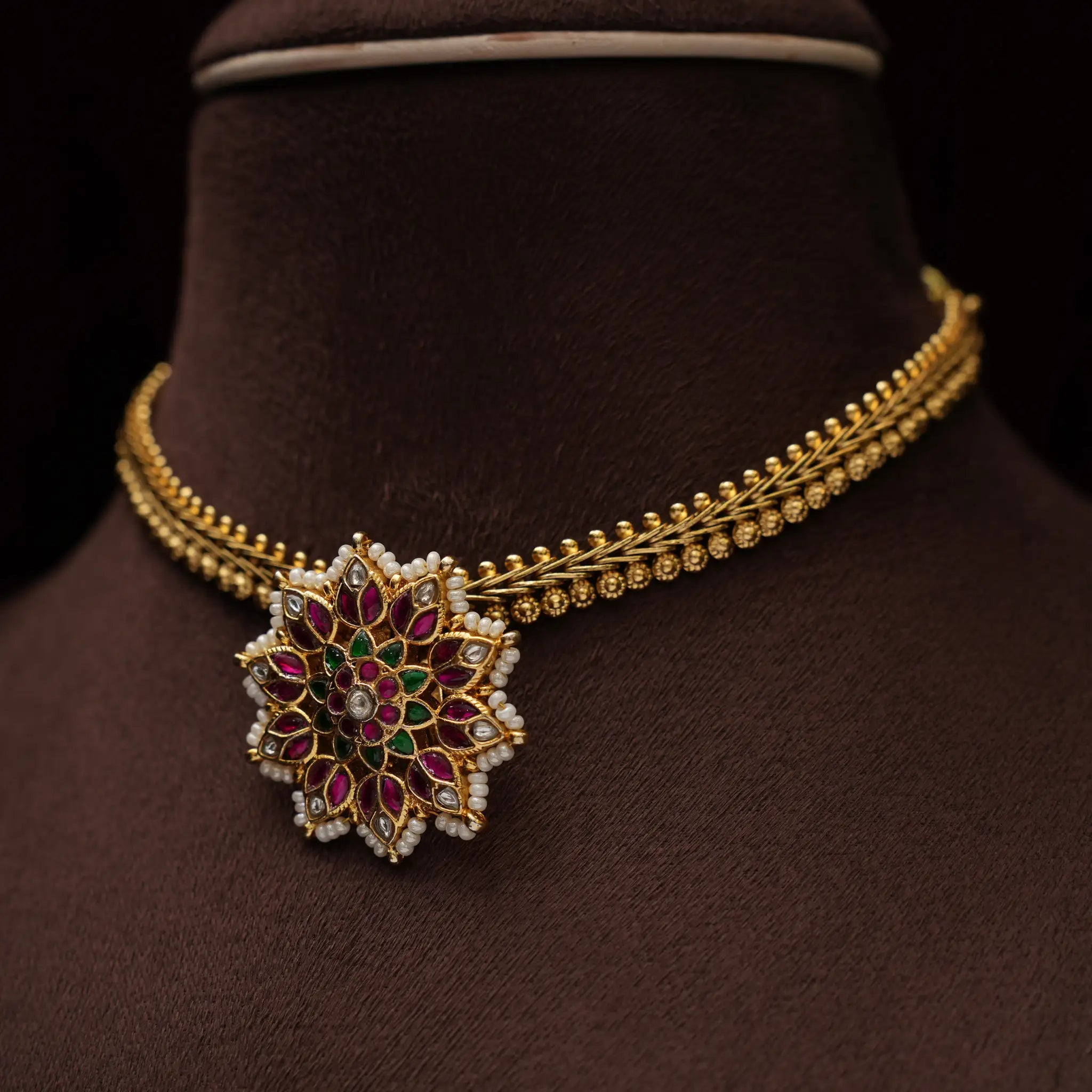 Nila Polki Choker - Red