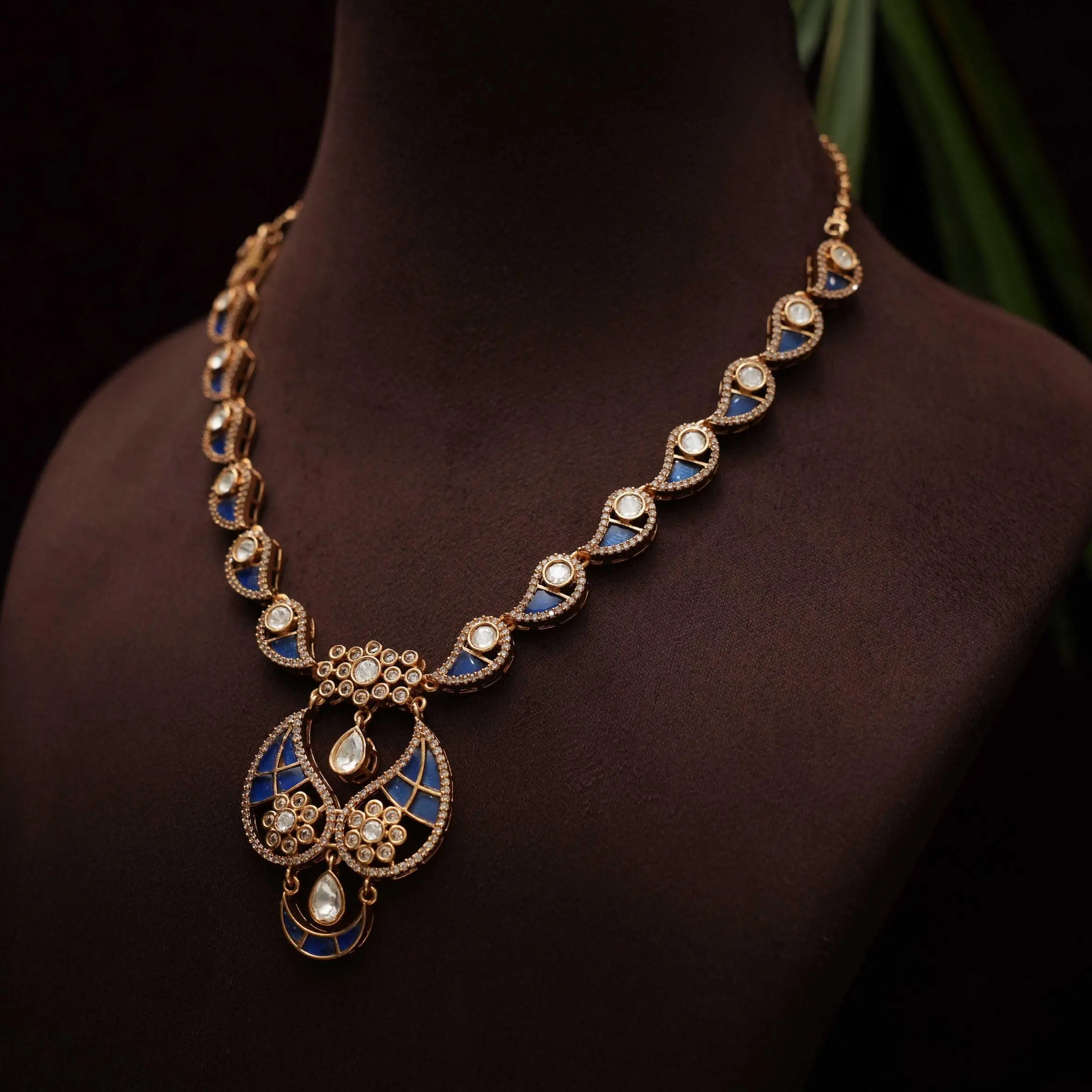 Nilani Polki Necklace - Blue