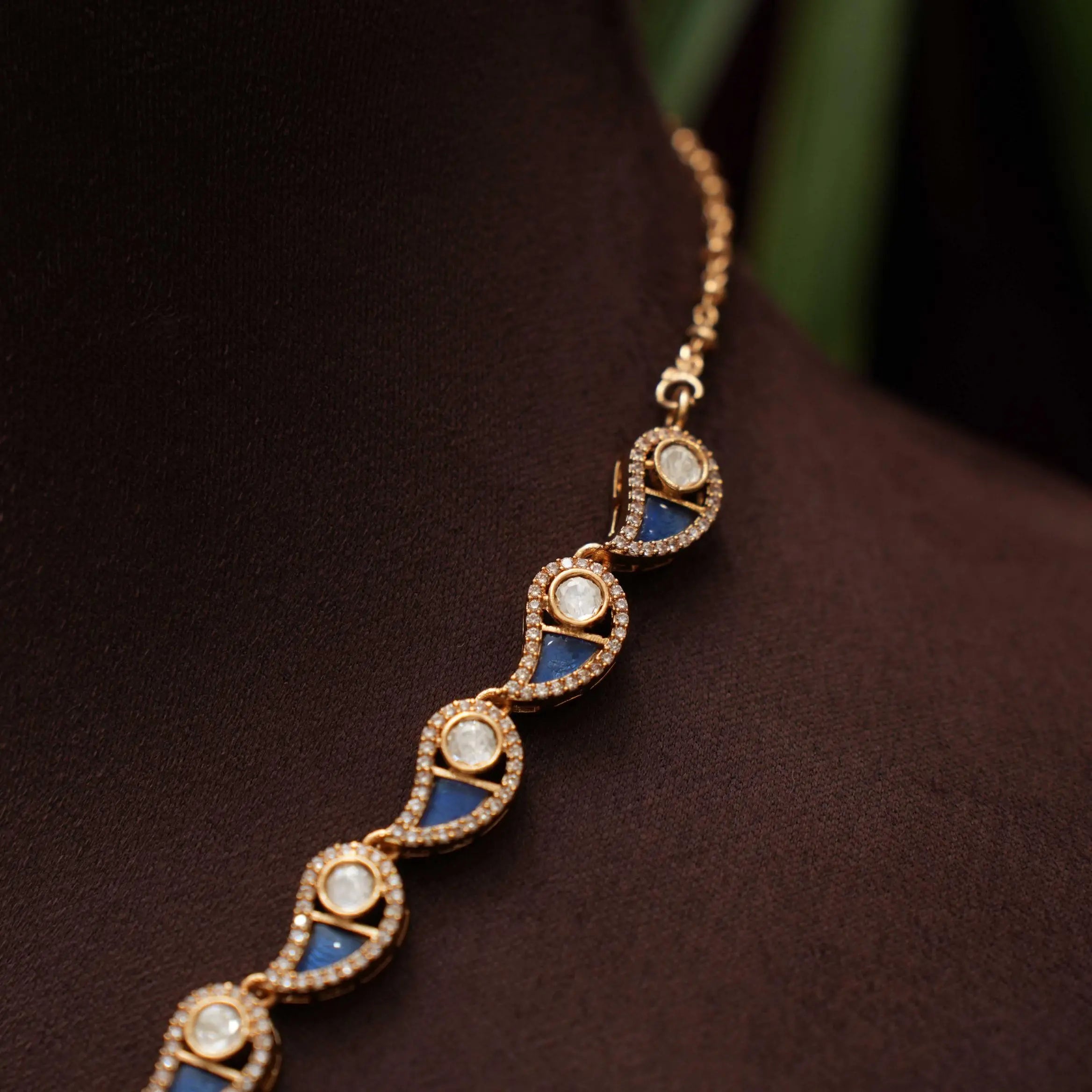 Nilani Polki Necklace - Blue
