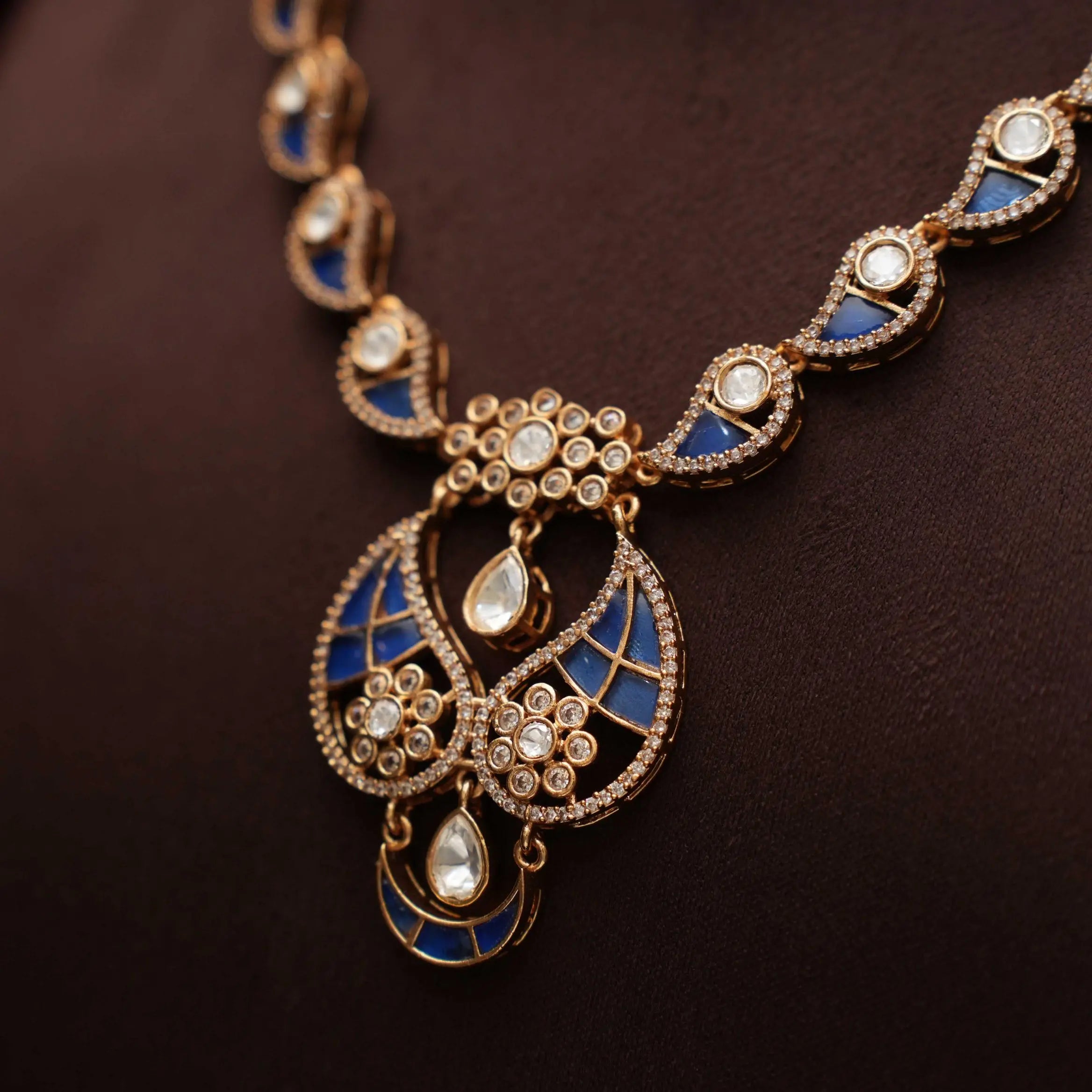 Nilani Polki Necklace - Blue
