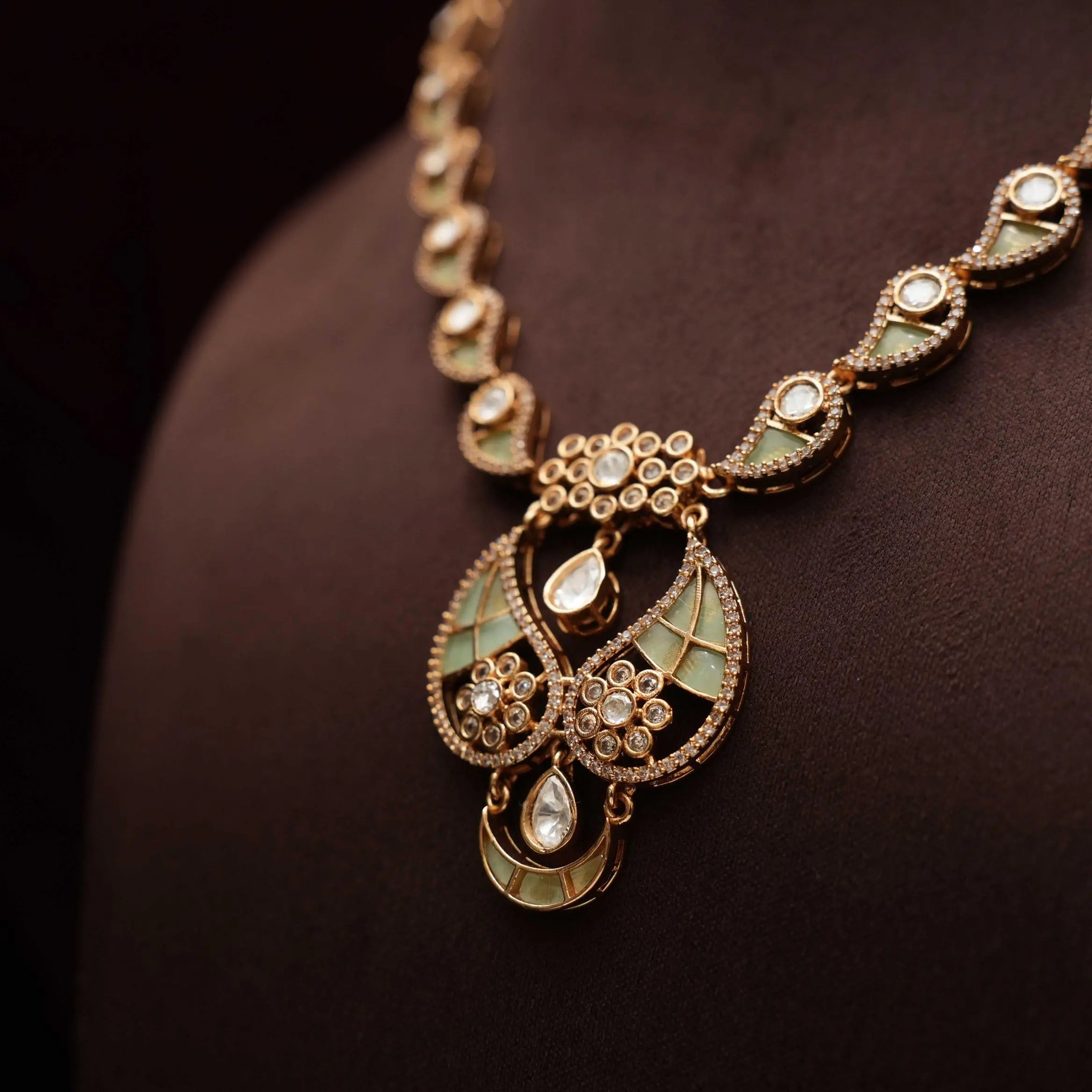 Nilani Polki Necklace - Pastel Green