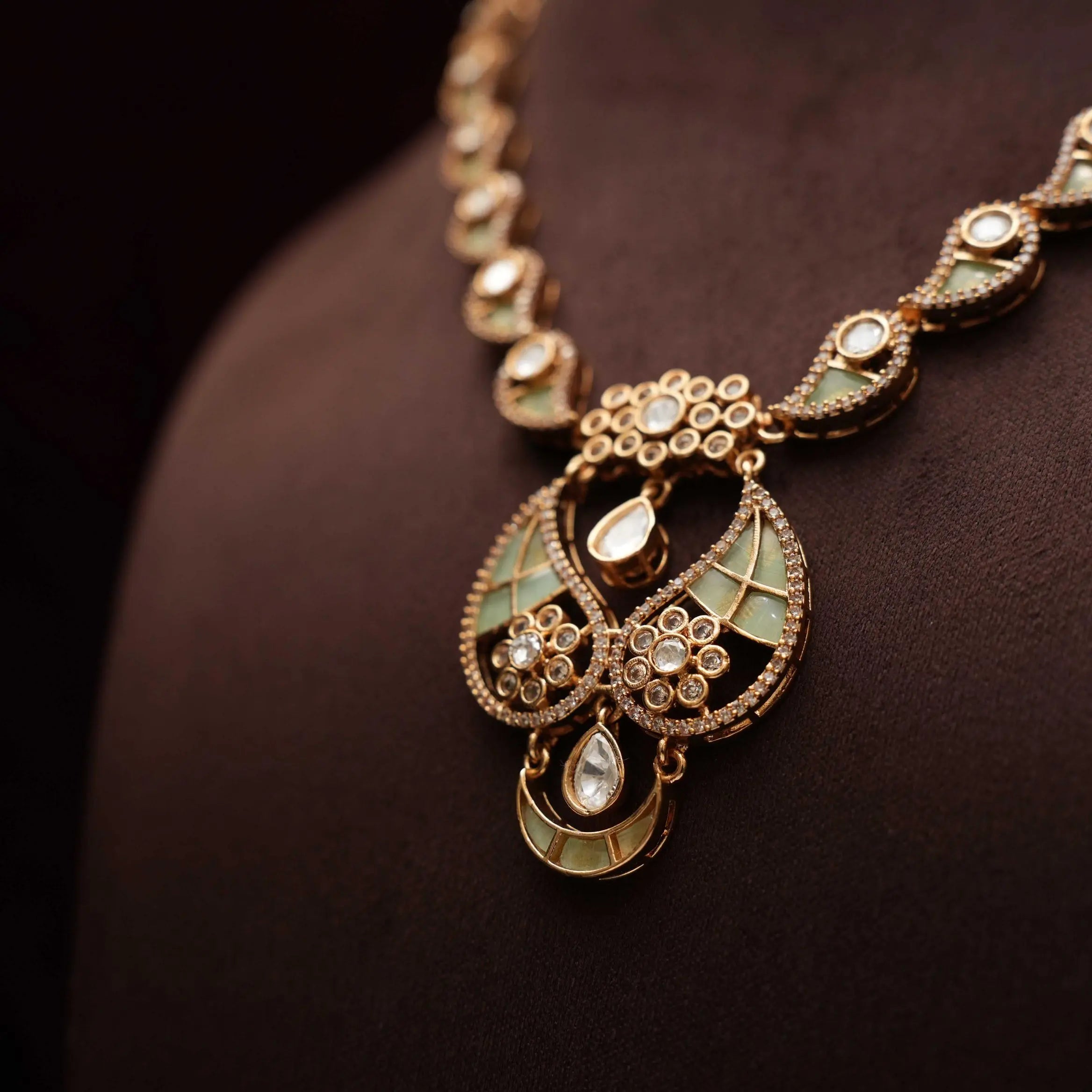 Nilani Polki Necklace - Pastel Green