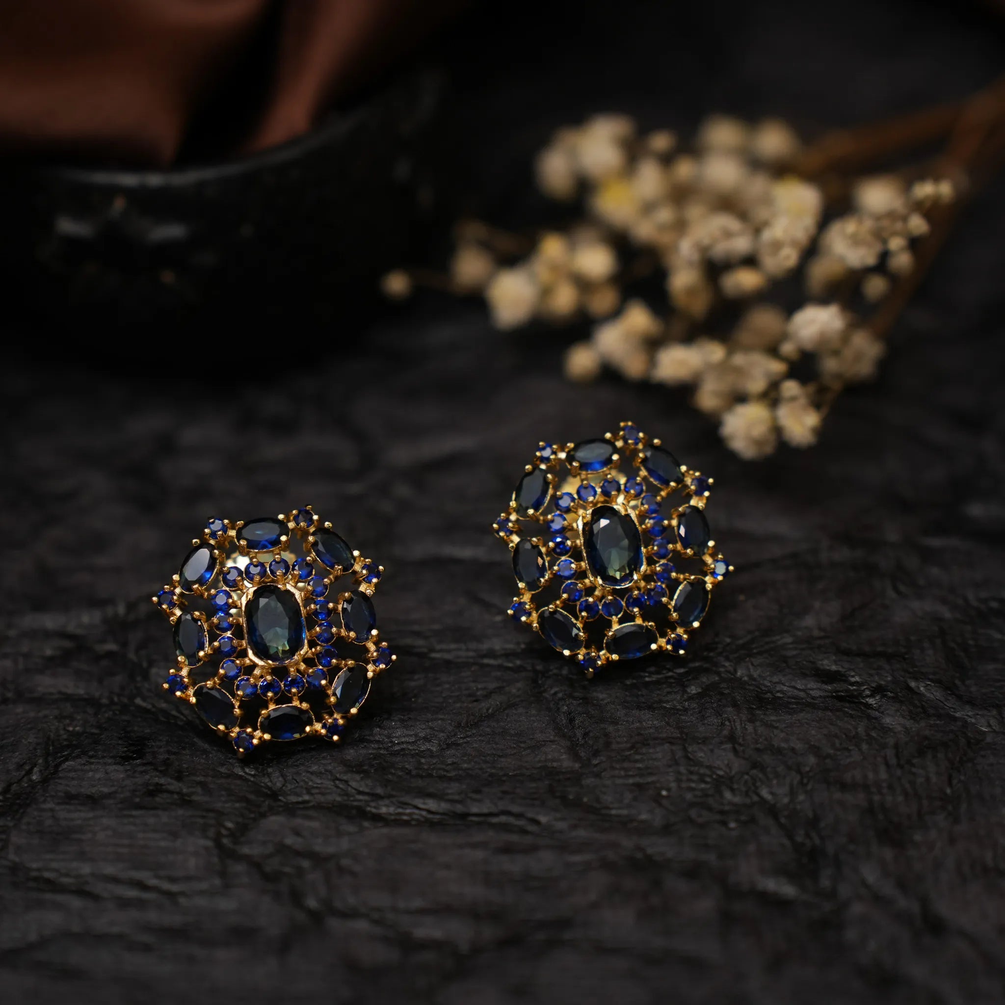 Nisha Antique Ear Stud - Blue