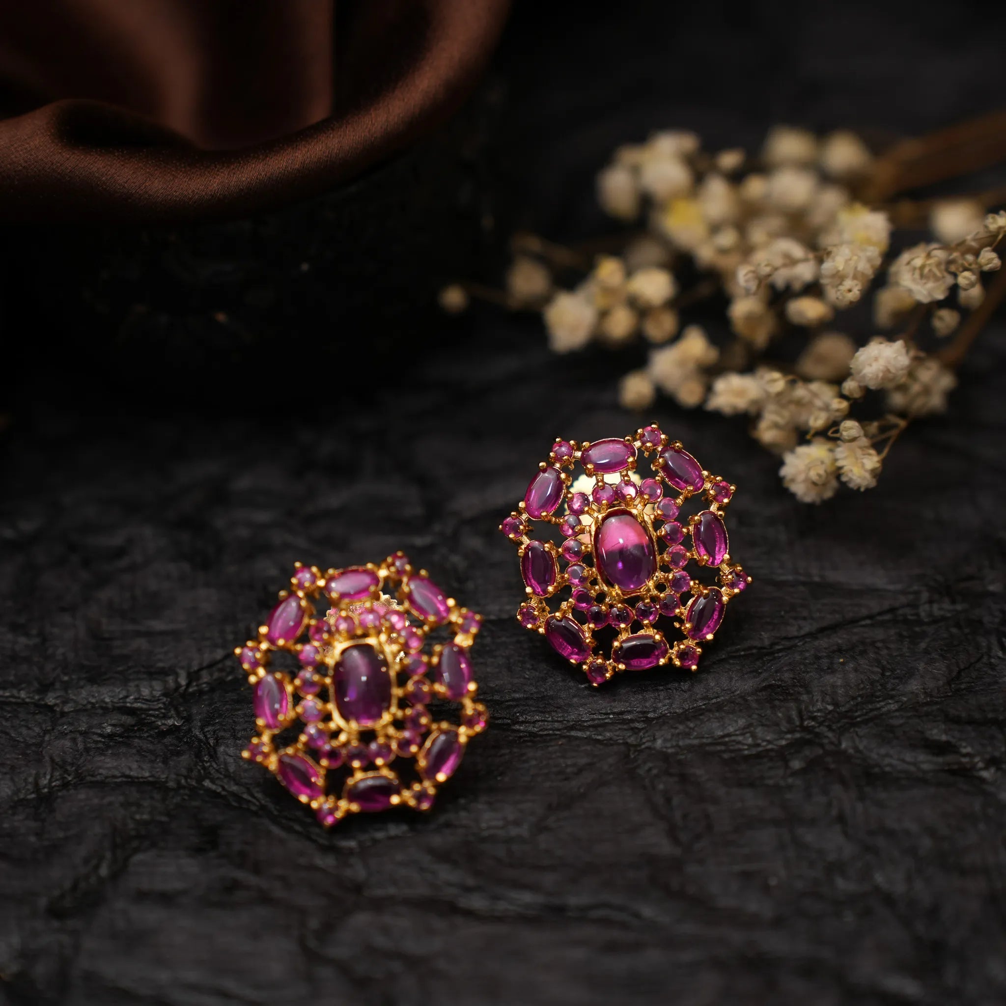 Nisha Antique Ear Stud - Pink