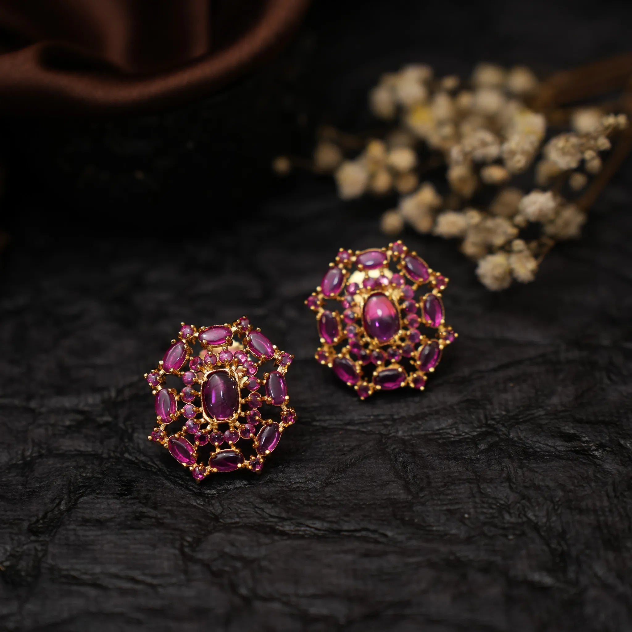 Nisha Antique Ear Stud - Pink