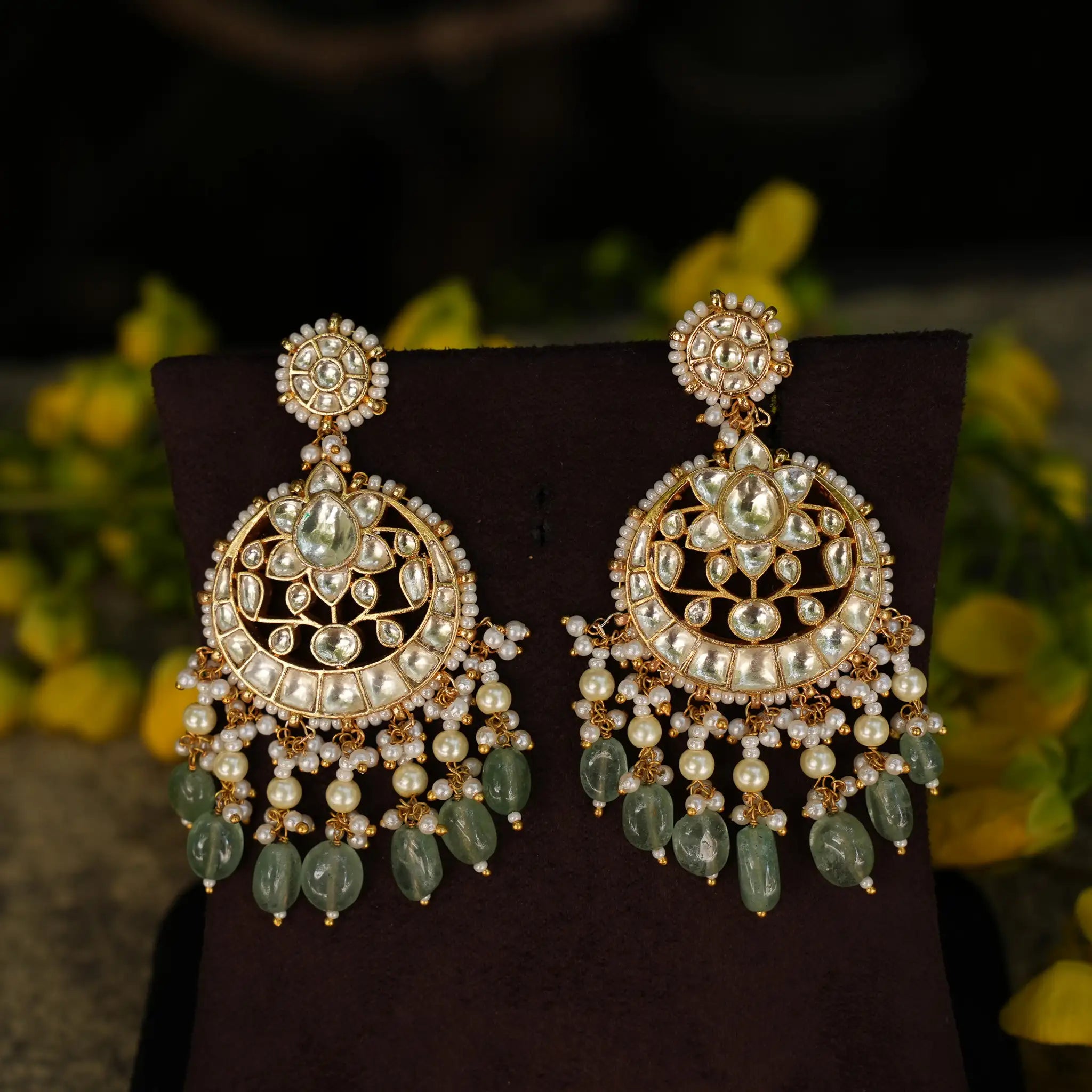 Nishika Polki Chandbali Earrings