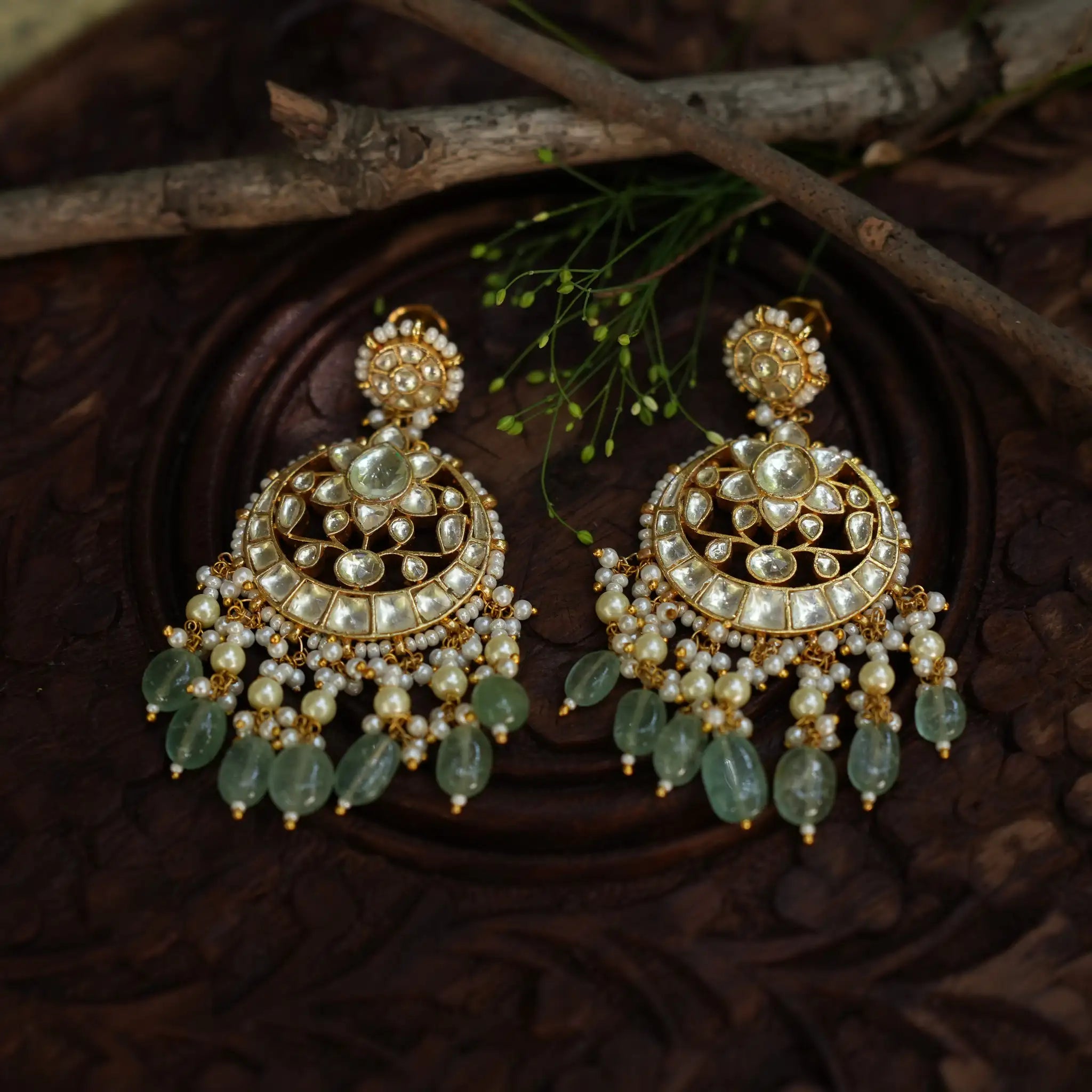 Nishika Polki Chandbali Earrings