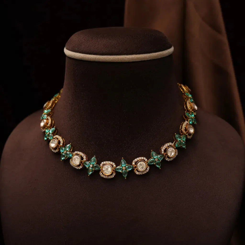 Nisrine Victorian Polki Necklace - Green