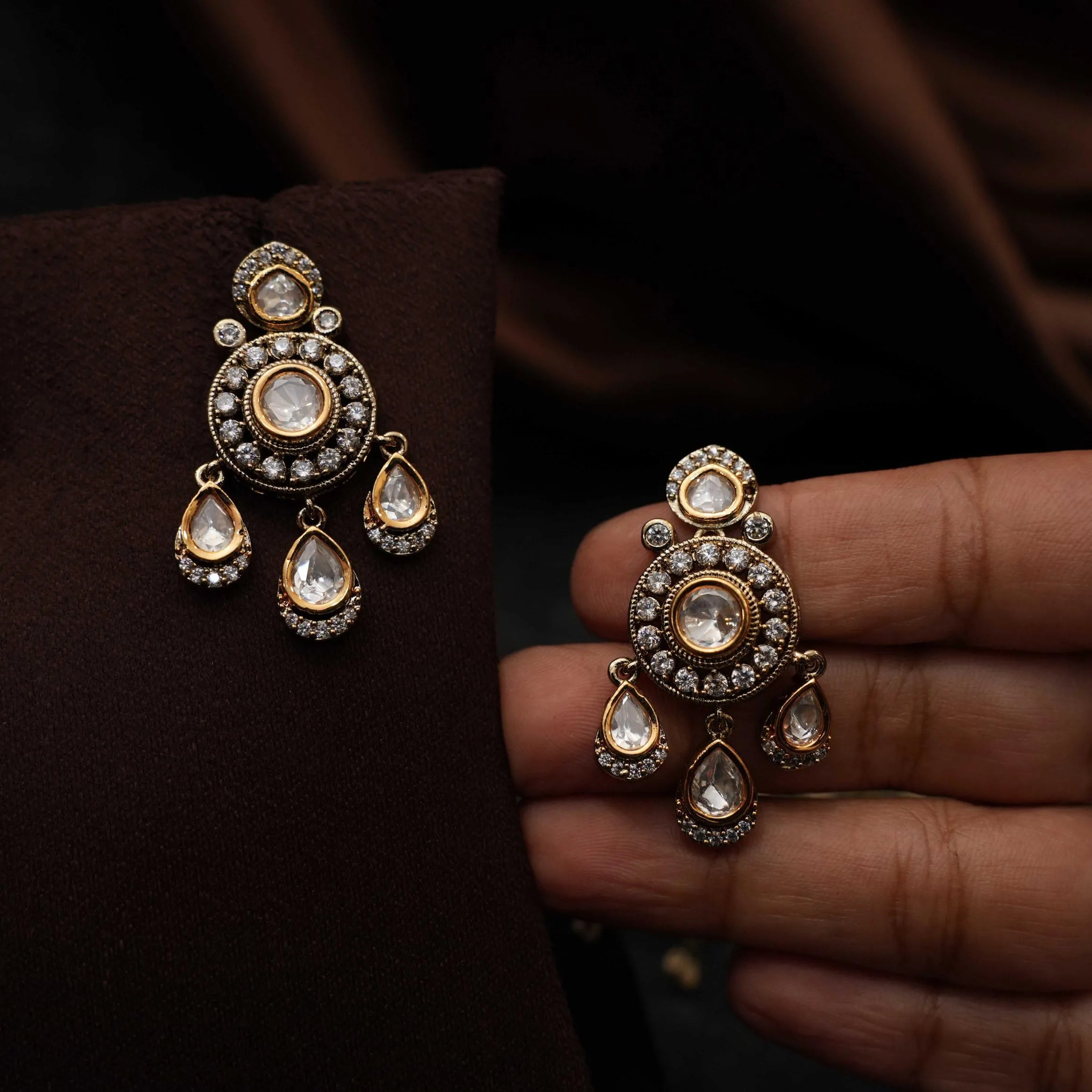 Nitara Polki Designer Earrings - Victoiran Finish