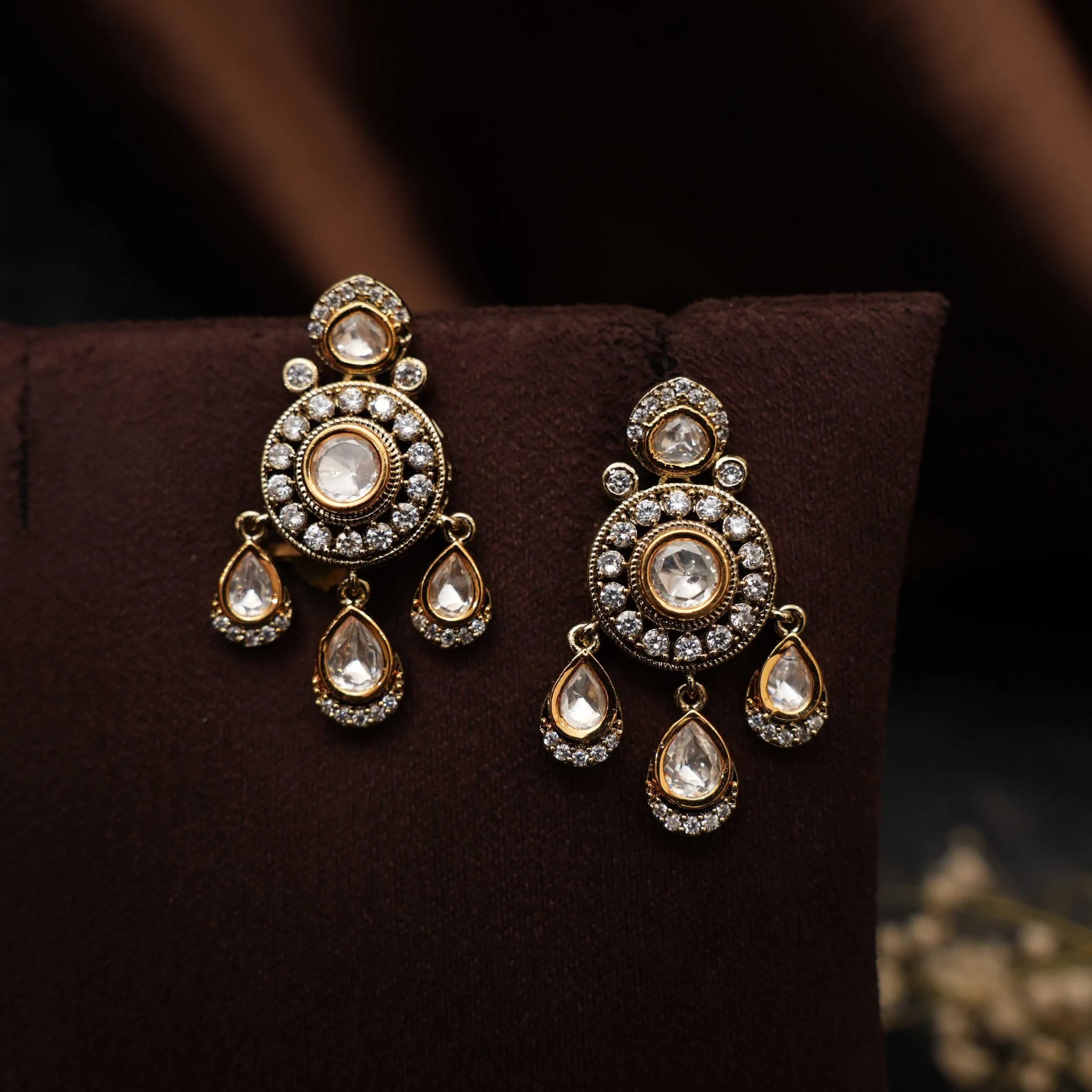 Nitara Polki Designer Earrings - Victoiran Finish