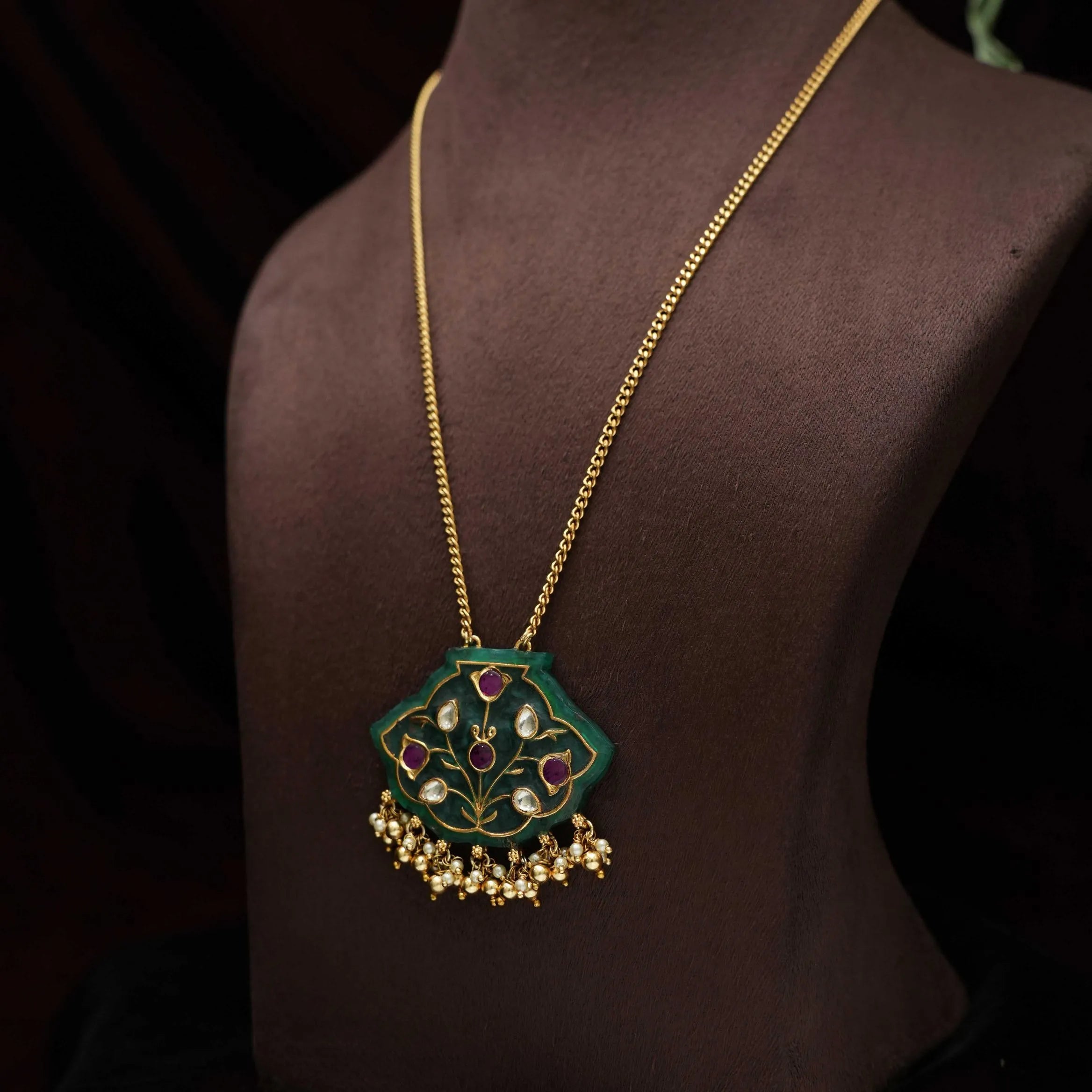 Nithya Polki Chain - Green