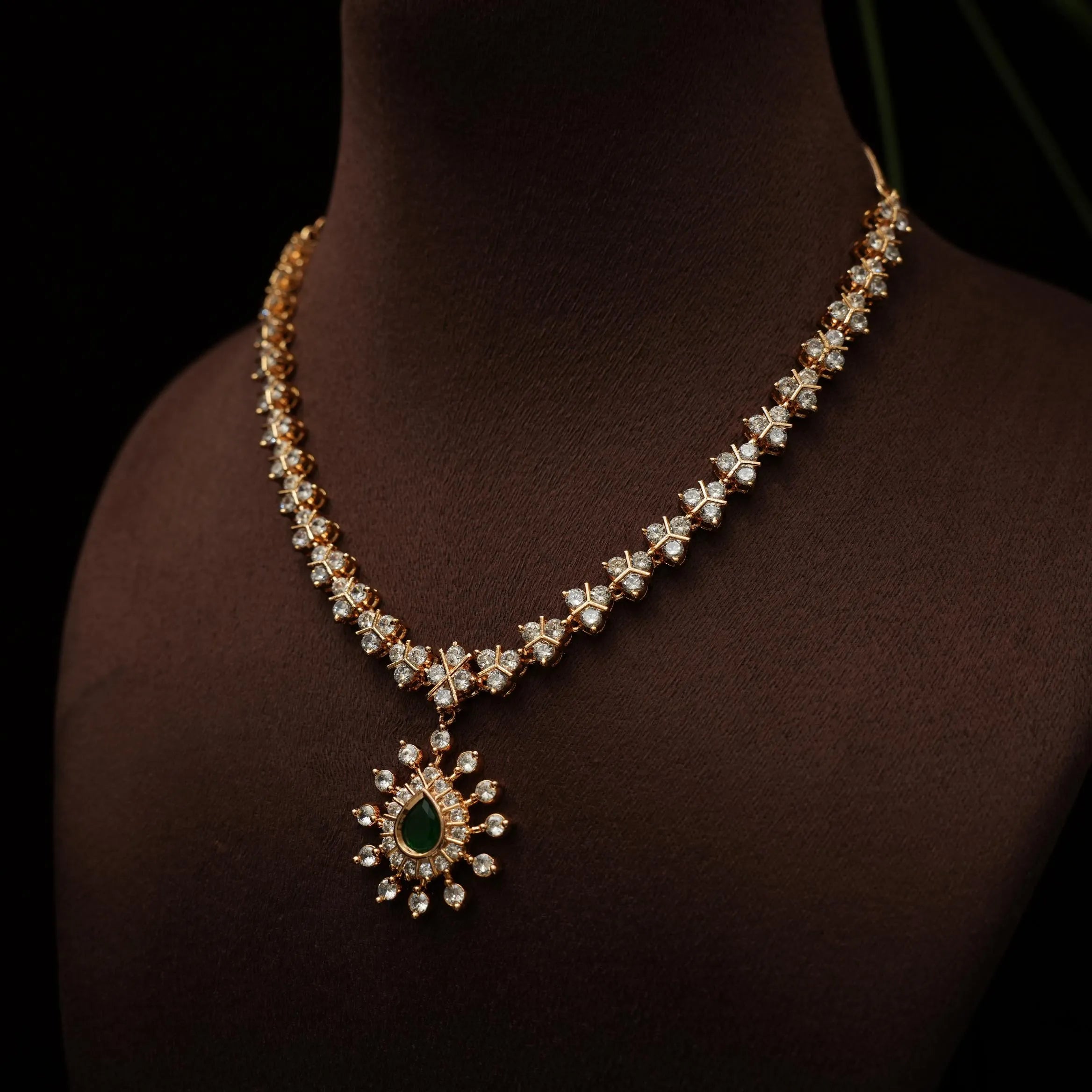 Nithyana Zircon Necklace - Green