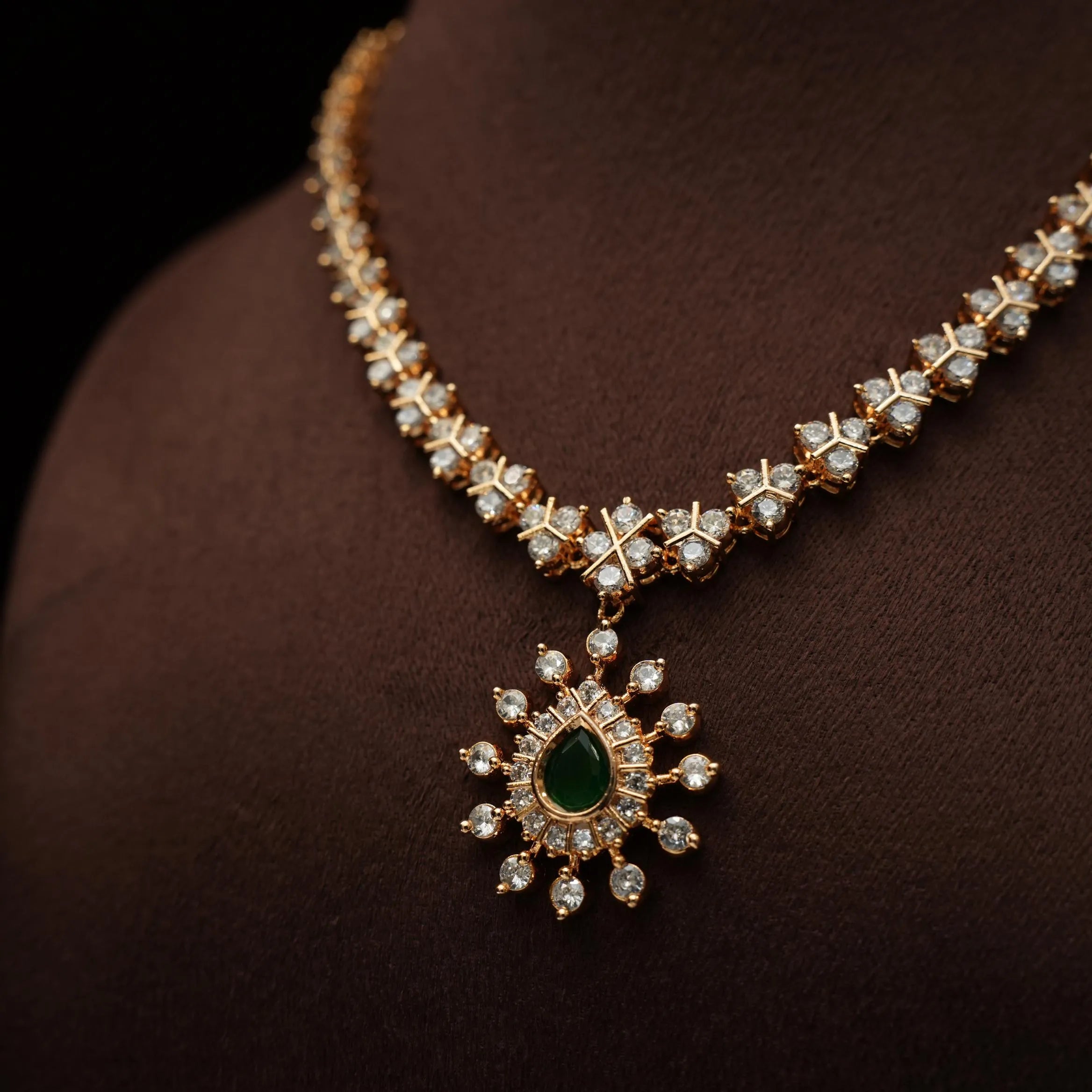 Nithyana Zircon Necklace - Green