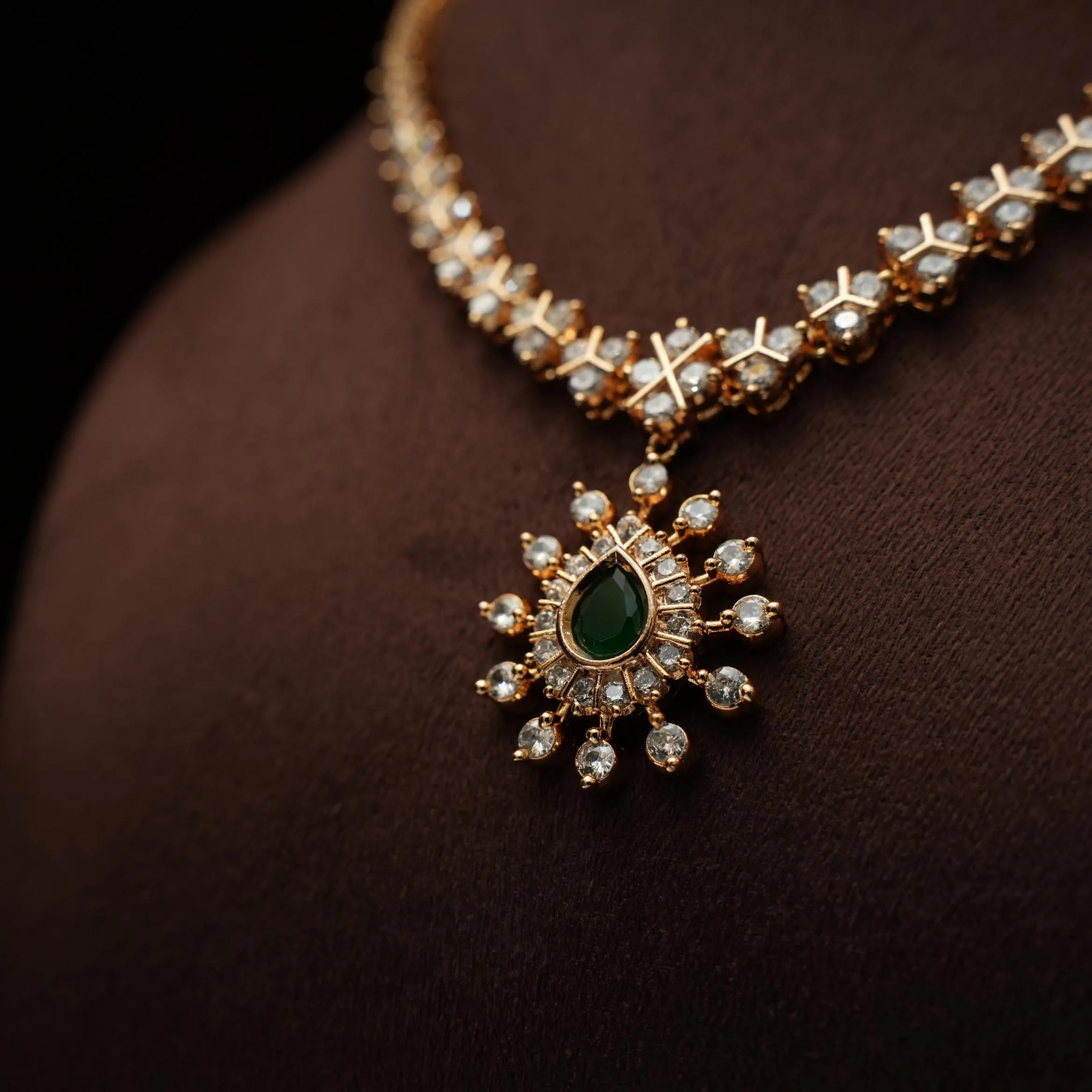 Nithyana Zircon Necklace - Green