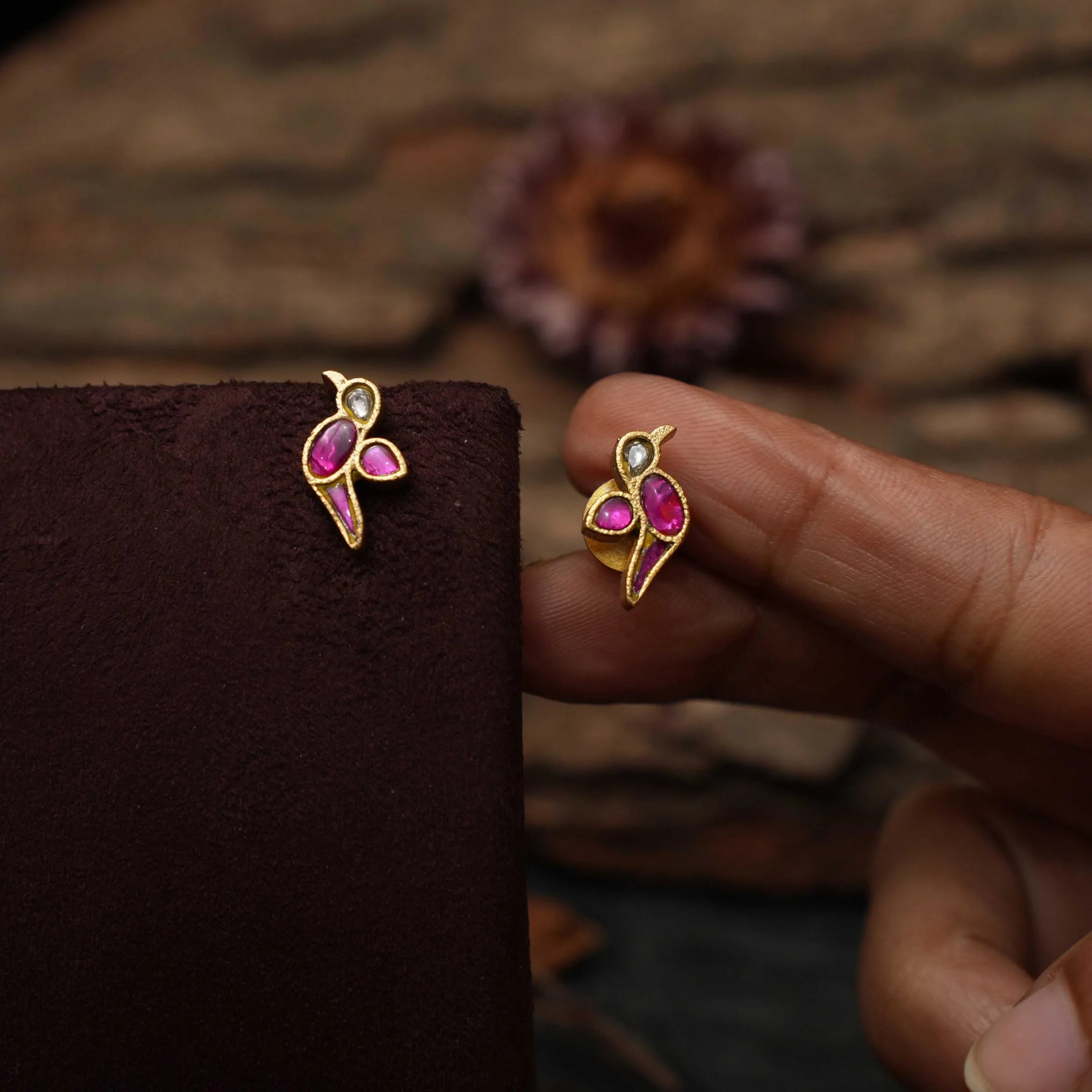 Nora Polki Ear Stud - Red