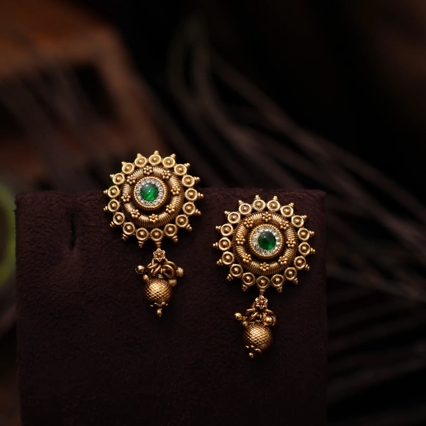Nysa Antique Ear Stud - Green