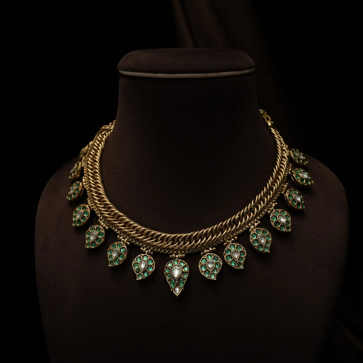 Kaushiki Reversible Antique Necklace - Green & Pink