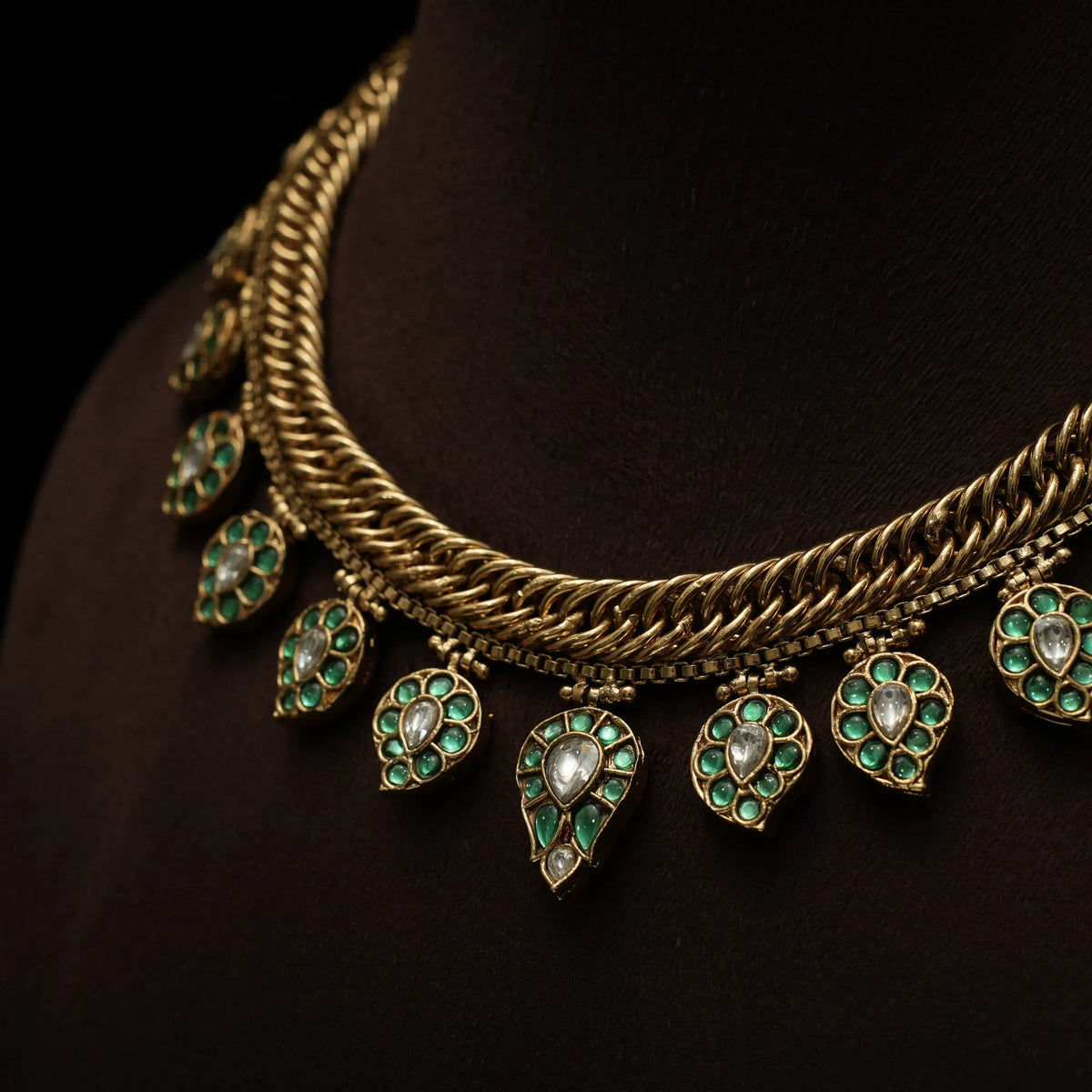 Kaushiki Reversible Antique Necklace - Green & Pink