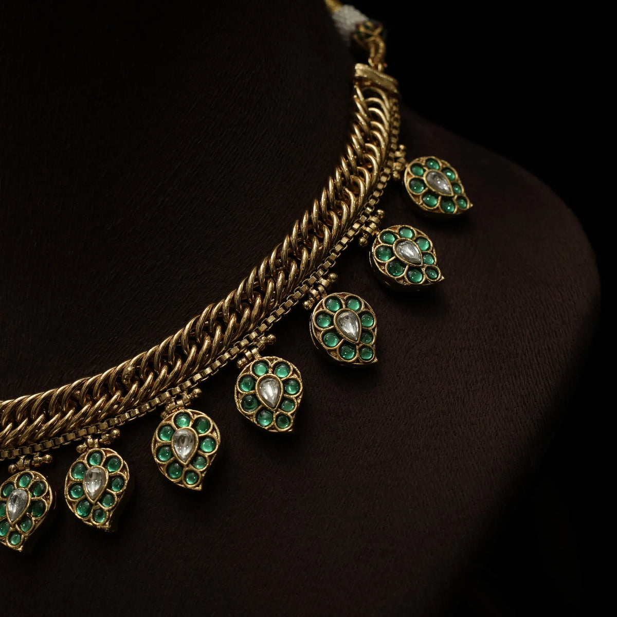 Kaushiki Reversible Antique Necklace - Green & Pink