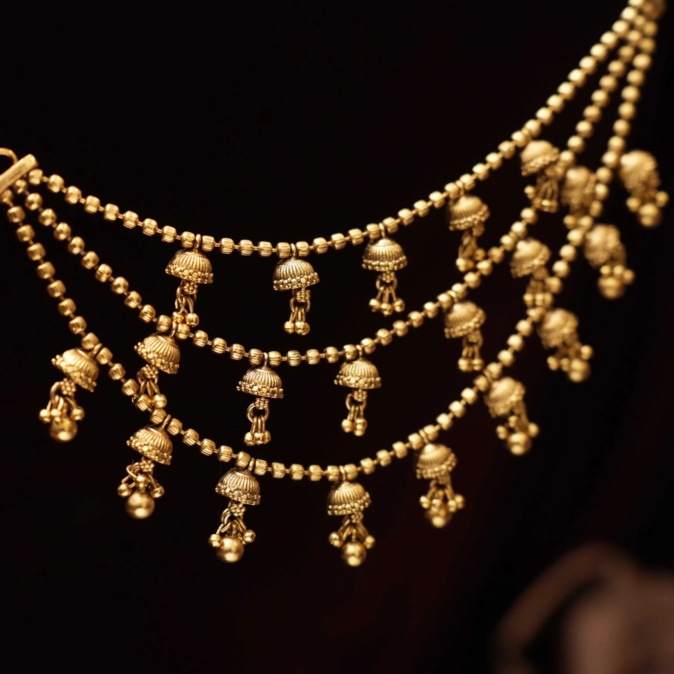 Olivia Antique Ear Chain - Golden Ball